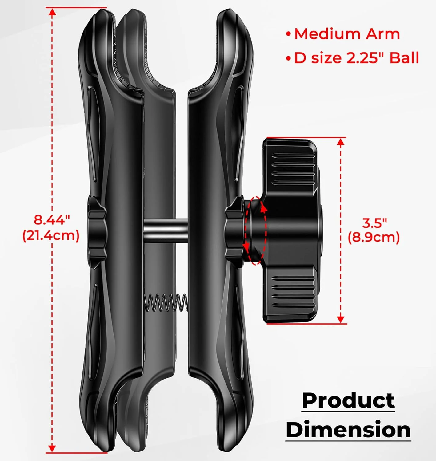 بازوی دو سوکتی 21.44 سانتی‌متری آلیاژ آلومینیوم، بازوی متوسط سازگار با قطعات توپی 5.7 سانتی‌متری سایز D