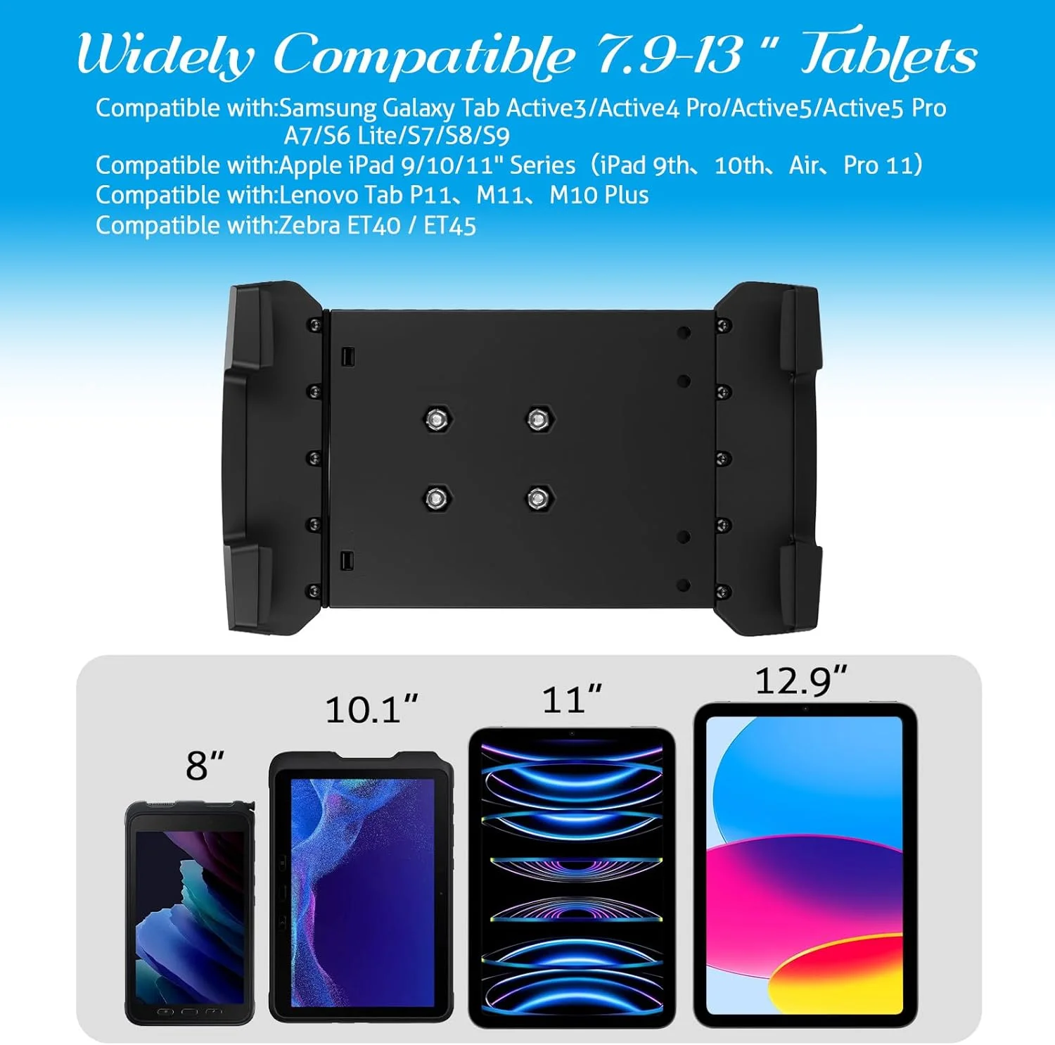 پایه تبلت آلومینیومی سنگین برای کامیون، پایه توپی 1.5 اینچی سازگار با تبلت‌های گلکسی تب اکتیو پرو/آیپد، پایه آیپد برای خودرو، قایق، داشبورد