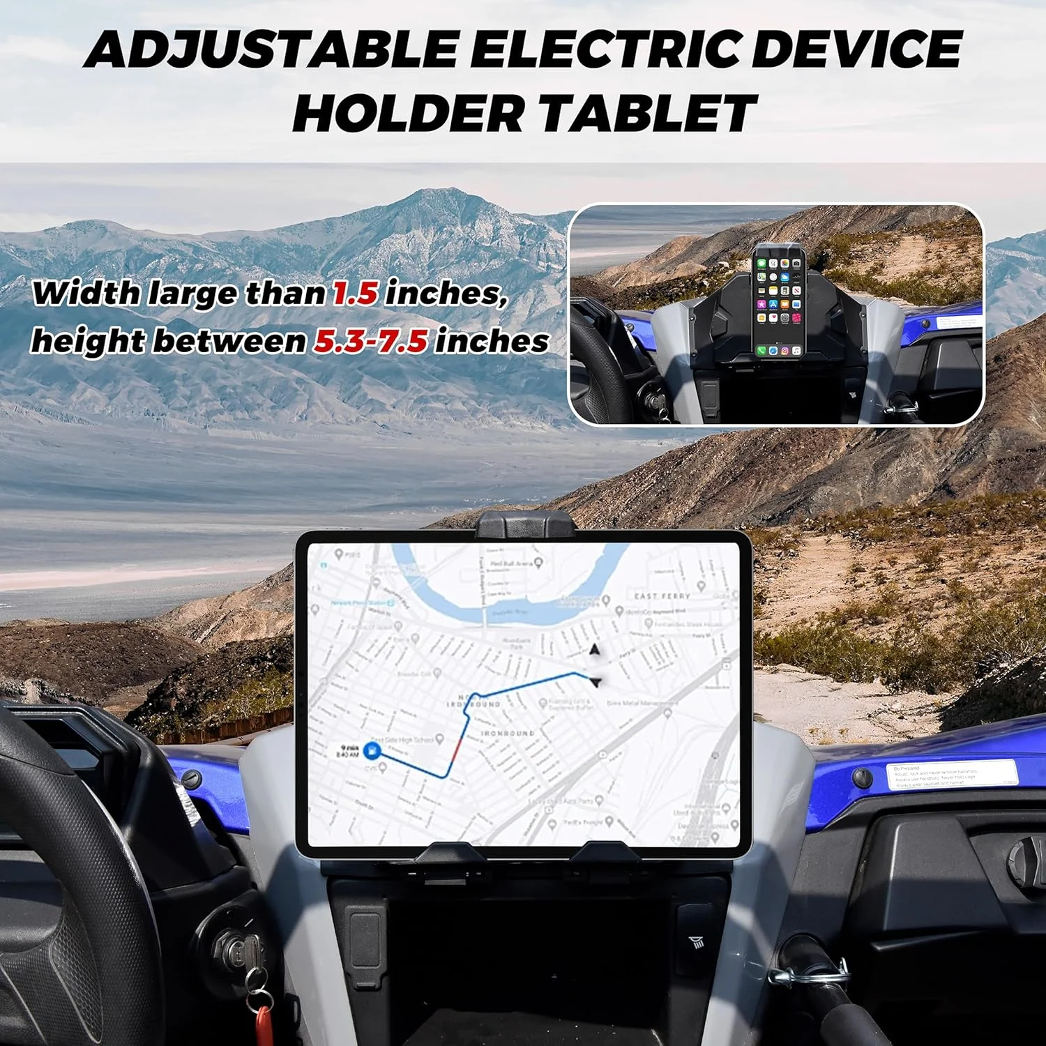 نگهدارنده دستگاه الکترونیکی تبلت برای یاماها YXZ 1000 مدل 19-25، نگهدارنده پایه الکترونیکی تلفن GPS با سینی سازمان دهنده جعبه ذخیره سازی برای لوازم جانبی یاماها YXZ 1000R / SE/SS/SS SE 2019-2025