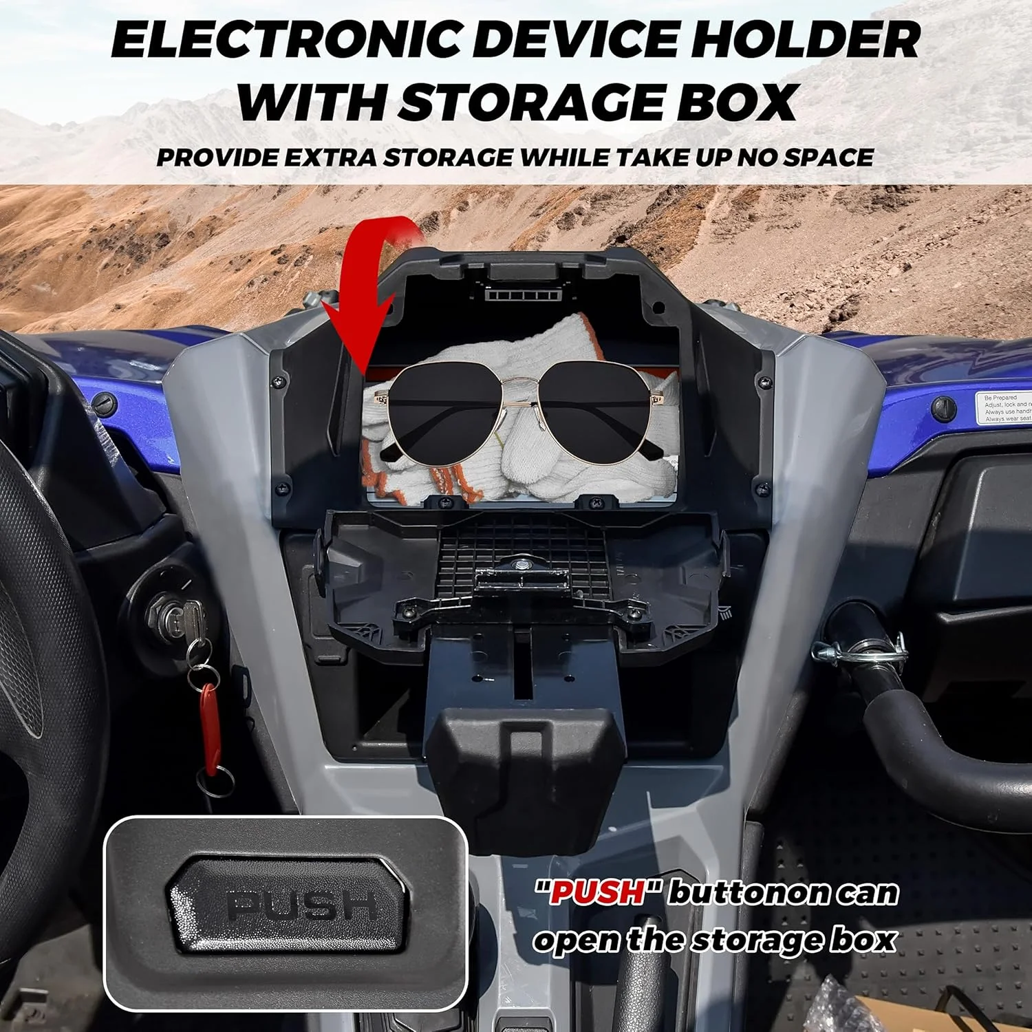 نگهدارنده دستگاه الکترونیکی تبلت برای یاماها YXZ 1000 مدل 19-25، نگهدارنده پایه الکترونیکی تلفن GPS با سینی سازمان دهنده جعبه ذخیره سازی برای لوازم جانبی یاماها YXZ 1000R / SE/SS/SS SE 2019-2025