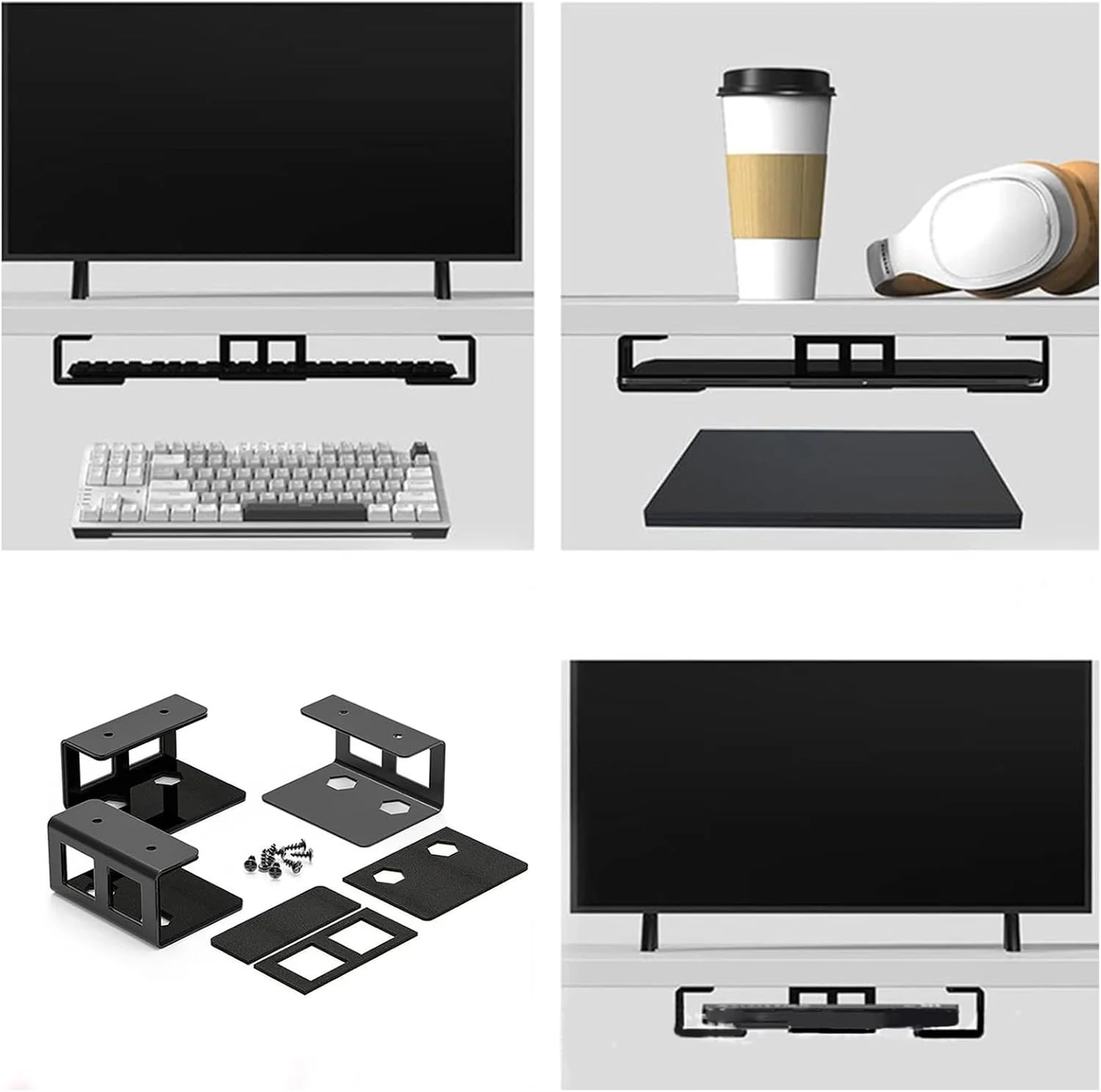 نگهدارنده لپ‌تاپ زیر میزی با پیچ و پد ضد لغزش، براکت قفسه زیر میزی برای کیبورد و سایر دستگاه‌ها، پایه فلزی