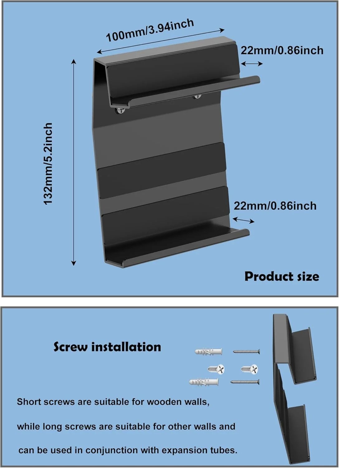پایه دیواری برای آیپد/آیفون/تبلت، نگهدارنده دیواری تلفن همراه سازگار با کیندل/کتابخوان الکترونیکی/سامسونگ/هوآوی/شیائومی، پایه دیواری فلزی تبلت و تلفن ثابت شده با پیچ (مشکی)