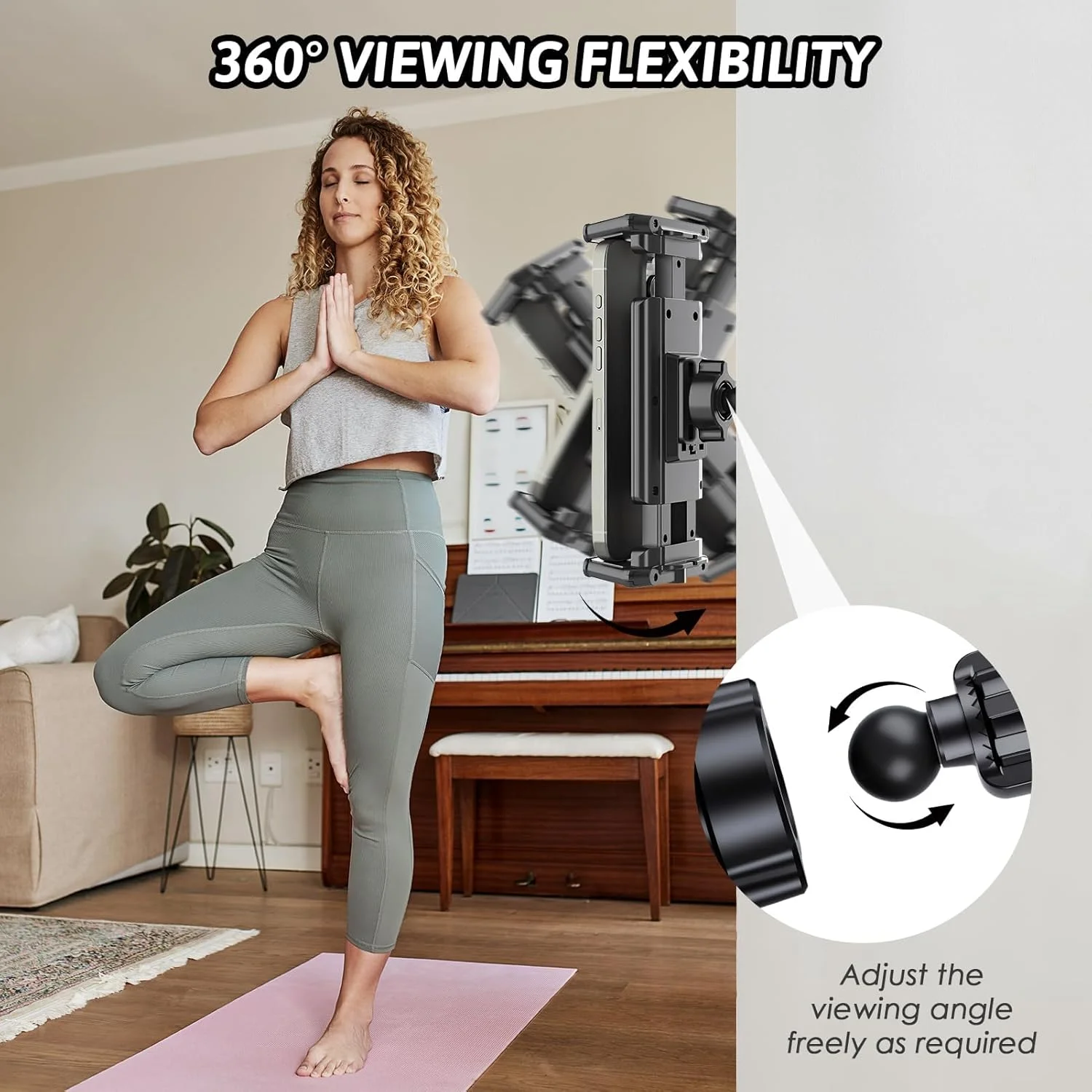 پایه دیواری تبلت یونیورسال با قابلیت تنظیم 360 درجه برای تلفن و لپ‌تاپ 4.7 تا 15 اینچی، سازگار با آیپد، آیفون، گلکسی تب، سوییچ، کیندل فایر HD، نصب با پیچ