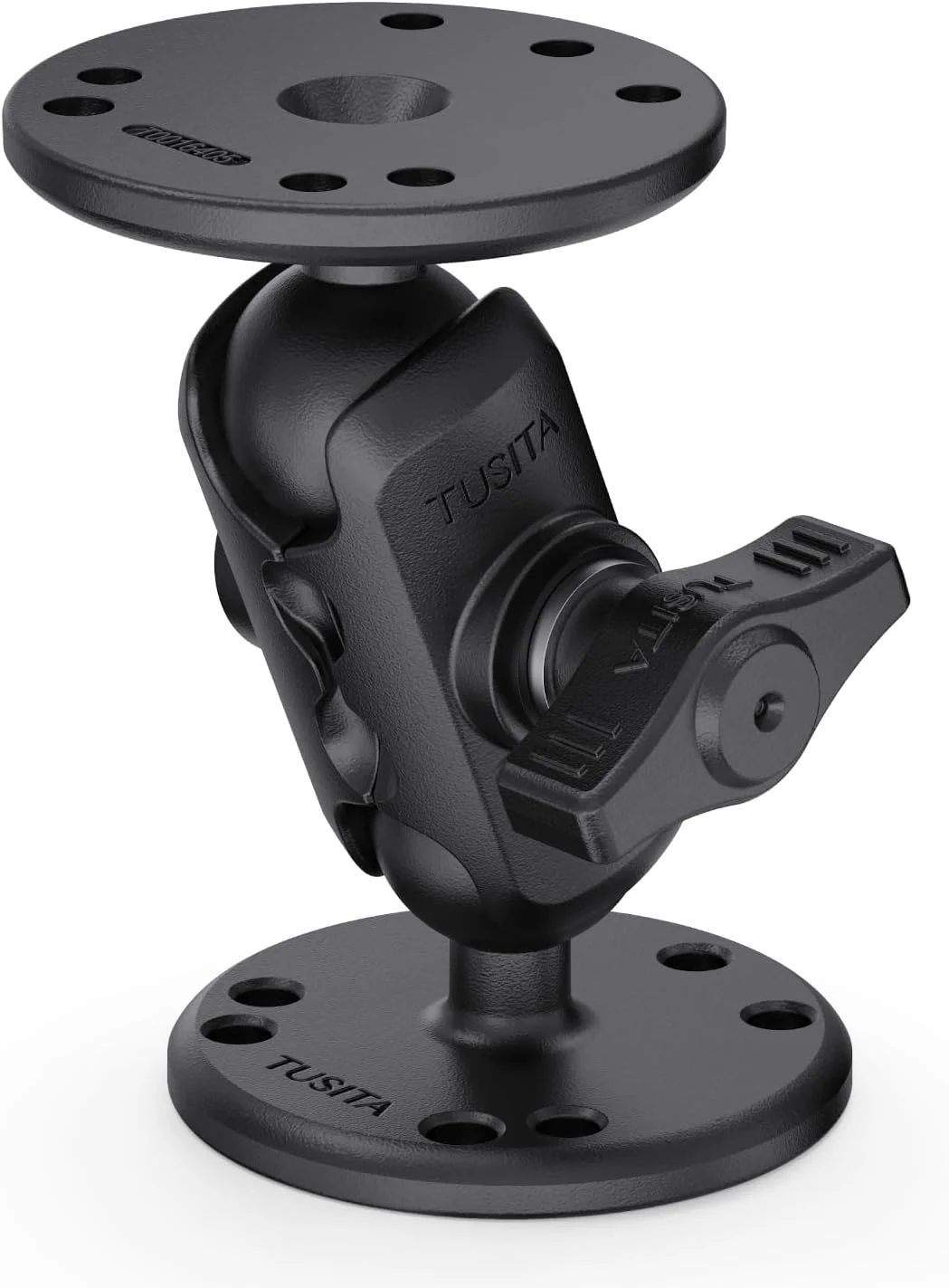 پایه توپی دوتایی یونیورسال TUSITA با دو صفحه گرد AMPS، بازوی دوتایی سایز B - کوتاه برای نصب با دریل پایه توپی دوتایی یونیورسال TUSITA با دو صفحه گرد AMPS، بازوی دوتایی سایز B - کوتاه برای نصب با دریل