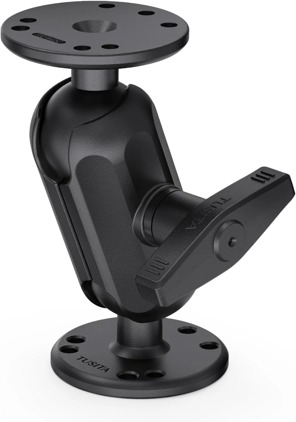 پایه توپی دوتایی یونیورسال TUSITA 1.5 اینچی با دو صفحه گرد AMPS، بازوی دوتایی سایز C - کوتاه برای نصب با دریل پایه توپی دوتایی یونیورسال TUSITA 1.5 اینچی با دو صفحه گرد AMPS، بازوی دوتایی سایز C - کوتاه برای نصب با دریل