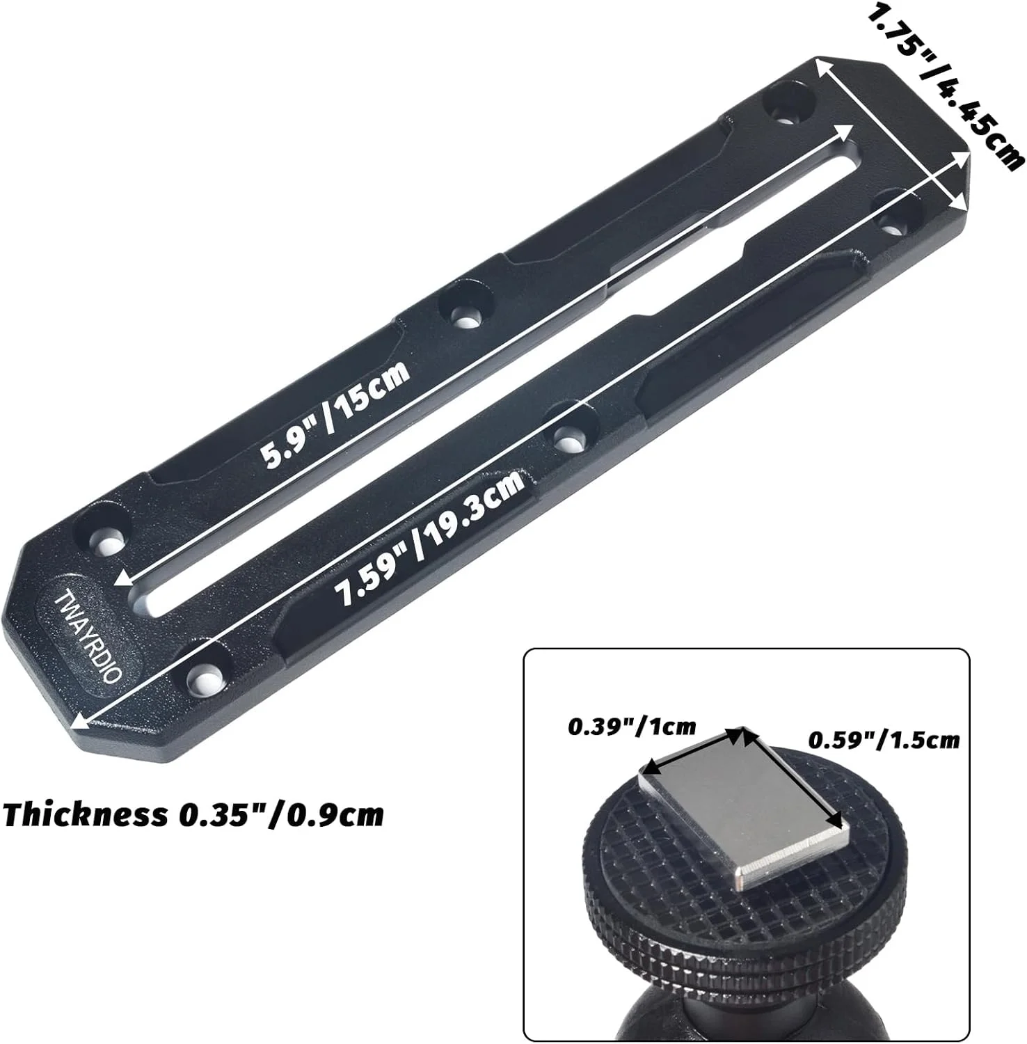 پایه ریلی داشبورد TWAYRDIO با 3 عدد توپ ریلی 1 اینچی سازگار با بازوی دوتایی RAM Mounts برای تلفن، تبلت کوچک، GPS، رادیو، دوربین