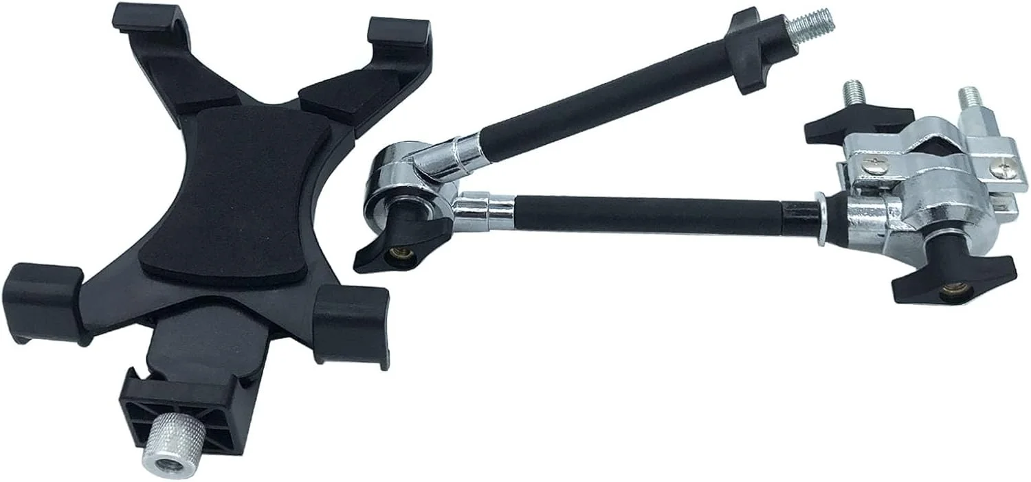 گیره نصب ست درام با نگهدارنده تبلت، نگهدارنده تبلت قابل تنظیم 8 تا 11 اینچی با براکت گیره برای پایه سنج و درام پرکاشن