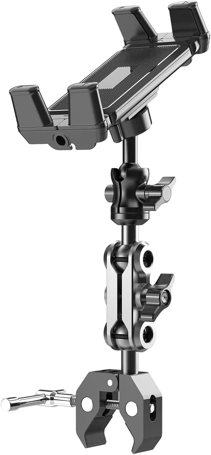 پایه تبلت برای تردمیل، گیره نگهدارنده تبلت - نگهدارنده میکروفون قابل تنظیم برای تماس تصویری، تمرین، مطالعه اخبار، تردمیل خانگی، دوچرخه ورزشی