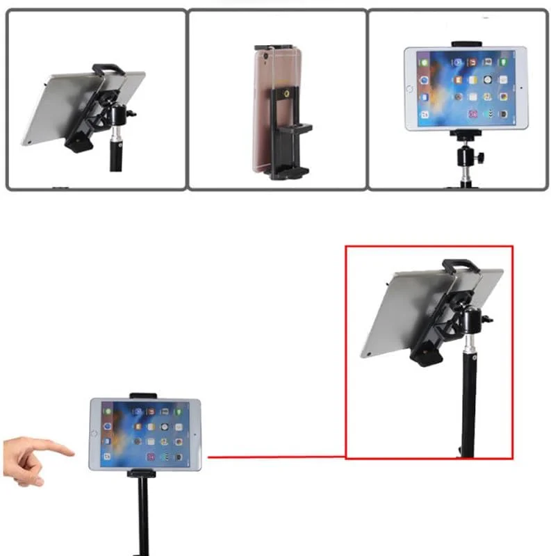 بسته 2 عددی آداپتور پایه نگهدارنده تبلت یونیورسال با رزوه استاندارد 1/4 اینچی، گیره نگهدارنده تبلت و گوشی 2 در 1 برای سه پایه دوربین گوشی هوشمند آیپد آیفون، پایه مونوپاد و میله سلفی