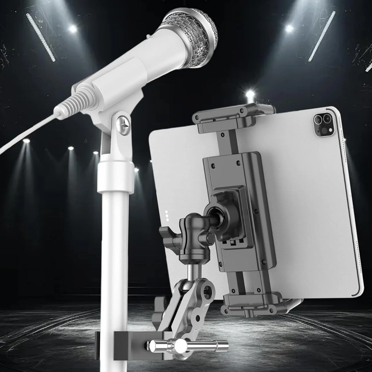 پایه تبلت برای تردمیل، گیره نگهدارنده تبلت - نگهدارنده میکروفون قابل تنظیم برای تماس تصویری، تمرین، مطالعه اخبار، تردمیل خانگی، دوچرخه ورزشی پایه تبلت برای تردمیل، گیره نگهدارنده تبلت - نگهدارنده میکروفون قابل تنظیم برای تماس تصویری، تمرین، مطالعه اخبار، تردمیل خانگی، دوچرخه ورزشی