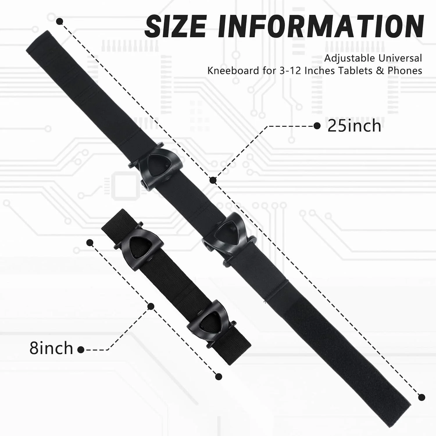 یک عدد نگهدارنده زانو قابل تنظیم و جهانی برای تبلت و تلفن های 3 تا 12 اینچی، با قابلیت تنظیم زاویه دید، طراحی ضد لغزش برای خلبانان، قایق سواری، ویلچر و کالسکه، مناسب برای تبلت ها و تلفن های هوشمند، مشکی
