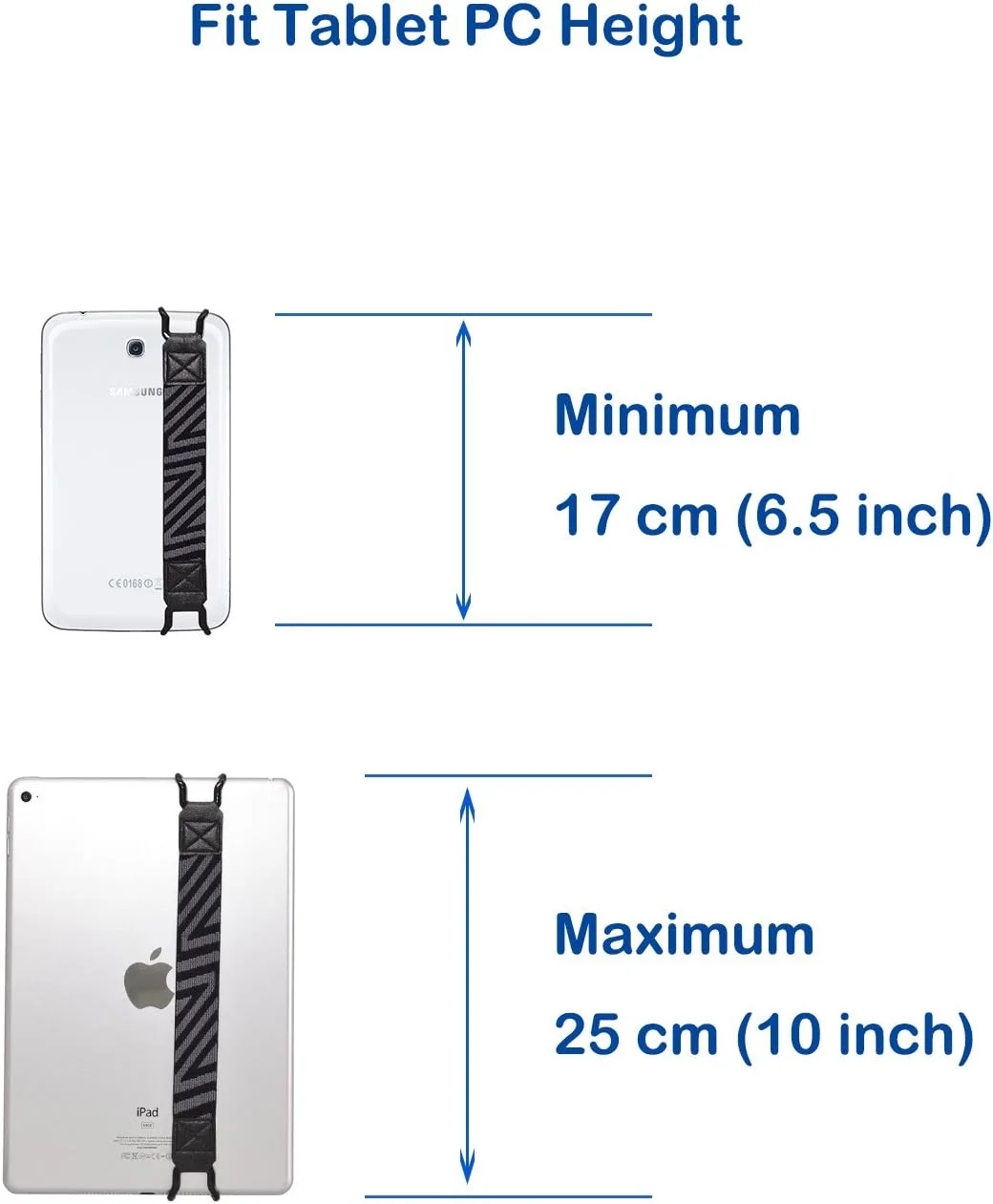بند دستی ایمنی TFY برای تبلت - آیپد (آیپد جدید/آیپد مینی و مینی 2 و مینی 3 / آیپد ایر/آیپد ایر 2 / آیپد پرو 9.7 اینچ) - تبلت های سامسونگ - نکسوس 7 / نکسوس 10 و غیره (مشکی)