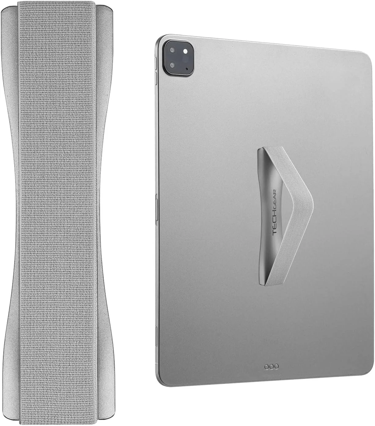 نگهدارنده دستی/انگشتی تبلت TECHGEAR، بند الاستیک چسبی حلقه جهانی برای چسباندن در پشت تبلت ها و قاب ها برای تبلت، آیپد، تب های سامسونگ، لنوو، دستگاه های دستی و موارد دیگر - نقره ای