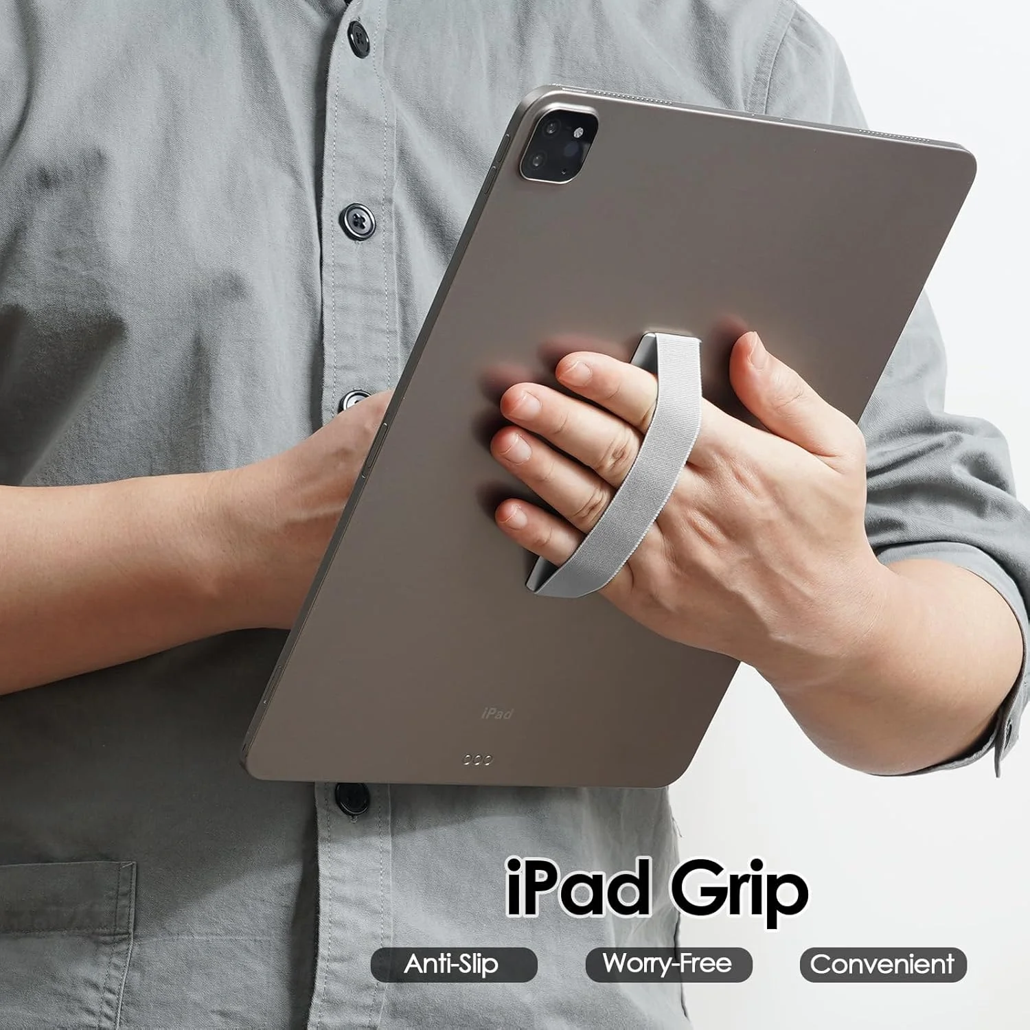 نگهدارنده دستی/انگشتی تبلت TECHGEAR، بند الاستیک چسبی حلقه جهانی برای چسباندن در پشت تبلت ها و قاب ها برای تبلت، آیپد، تب های سامسونگ، لنوو، دستگاه های دستی و موارد دیگر - نقره ای