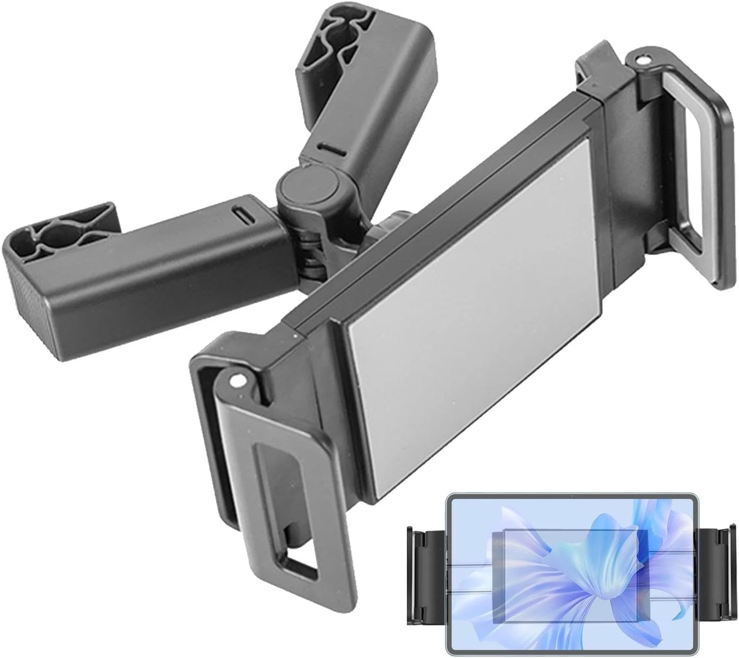 نگهدارنده تبلت خودرو، پایه پشت سری خودرو - پایه نگهدارنده صندلی خودرو با قابلیت چرخش 360 درجه، بازوی گیره ای الاستیک با قابلیت ارتجاعی بالا، سازگاری با تمام تبلت های 4.4 تا 11 اینچی