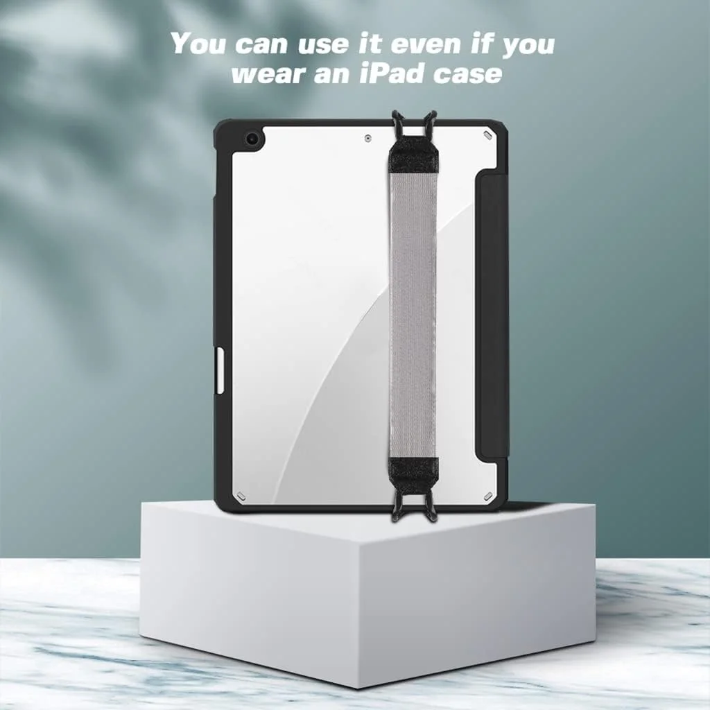 نگهدارنده بند دستی تبلت با دسته و کمربند الاستیک چرمی PU، ایمن و قابل حمل، مناسب بزرگسالان و دانش آموزان