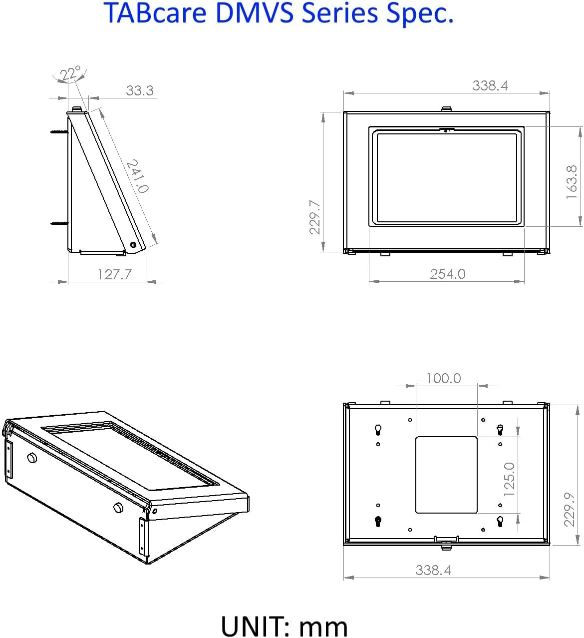 پایه دیواری تبلت TABcare با قفل امنیتی، مناسب برای آیپد 10.9 اینچی و آیپد 11 اینچی 2025، طراحی شده برای اتصال هاب USB، پرینتر، کارت خوان و سایر لوازم جانبی (مشکی)