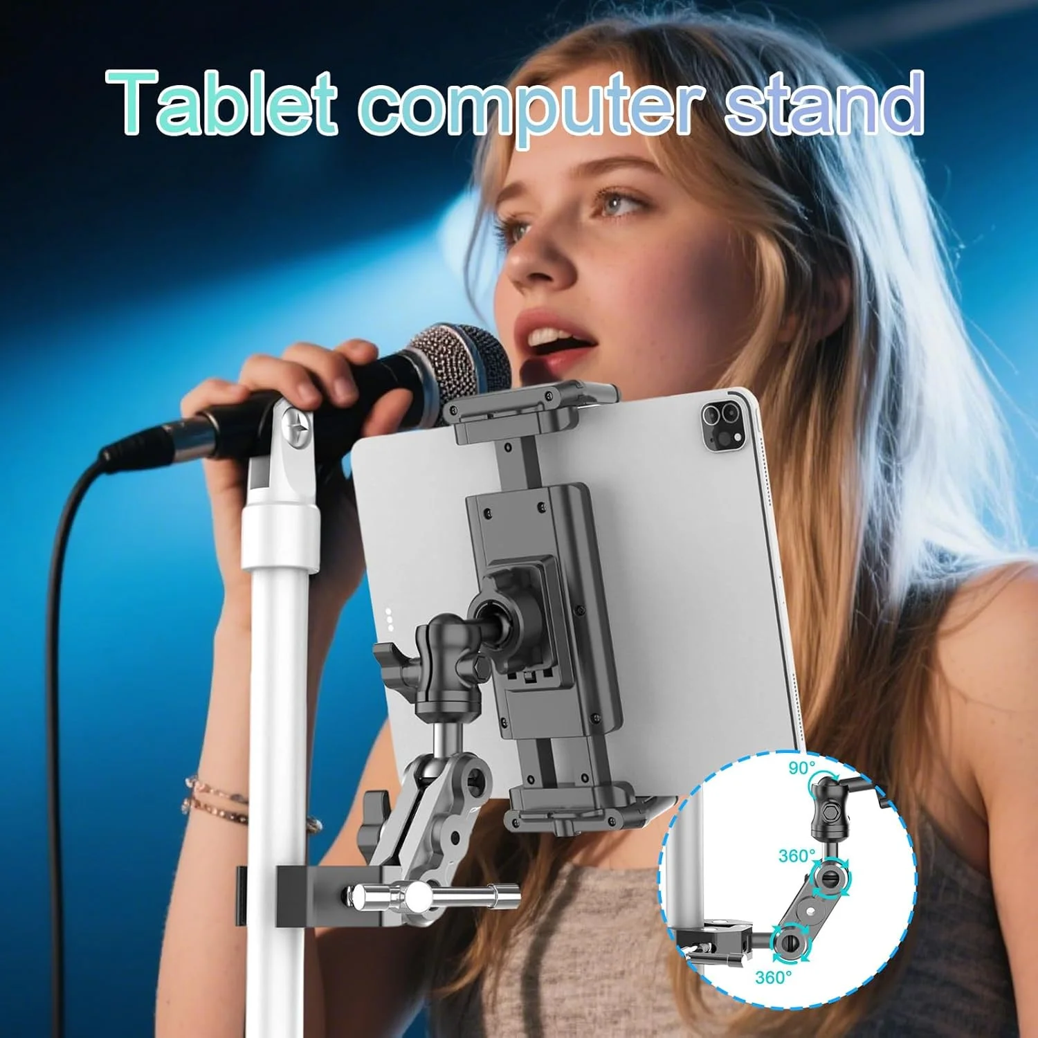 پایه تبلت برای تردمیل - گیره دوچرخه ورزشی - استند قابل تنظیم تلفن برای خواندن اخبار، تماس تصویری، دوچرخه ورزشی باشگاه خانگی، کالسکه