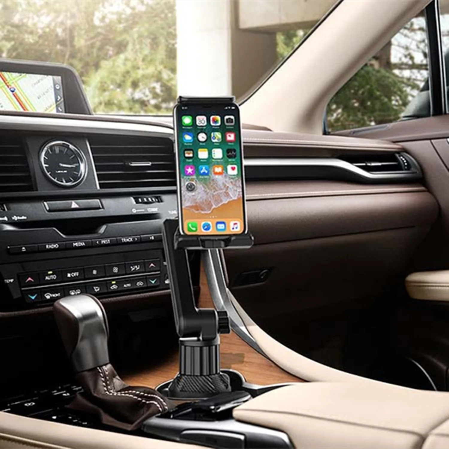 پایه تبلت برای خودرو، پایه نگهدارنده تبلت و آیپد داخل جا لیوانی خودرو، لوازم ضروری سفر جاده ای، قابل تنظیم برای تلفن همراه و آیپد 4 تا 13 اینچی