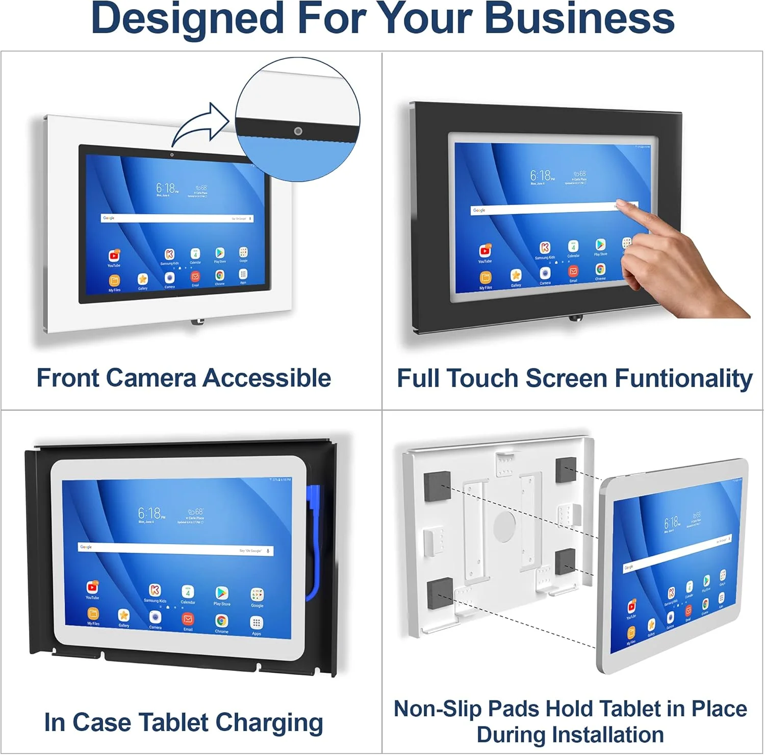 محفظه فلزی ضد سرقت قفل‌دار TABcare برای تبلت Lenovo TAB M11 K11 مناسب برای کیوسک، POS، فروشگاه، نمایش ویترین، ساعت حضور و غیاب (مشکی، TAB M11 K11)