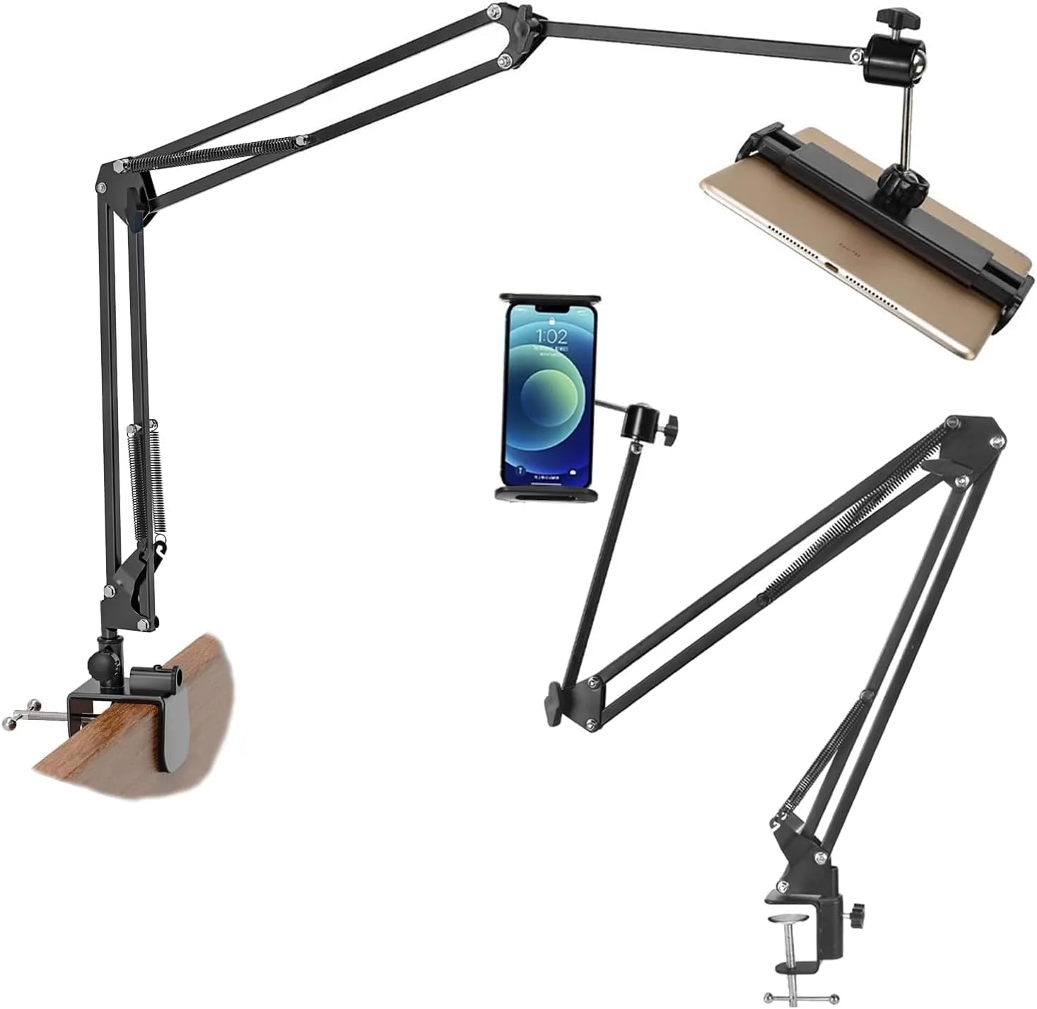 پایه نگهدارنده تبلت برای تخت، پایه تبلت تاشو برای میز، گیره بازوی انعطاف پذیر تبلت سازگار با آیپد/آیفون 15/آیپد پرو/ان-سوییچ، کیندل فایر، یا سایر تبلت ها و گوشی ها 4.5 تا 12.9 اینچی - مدل PB02-V01