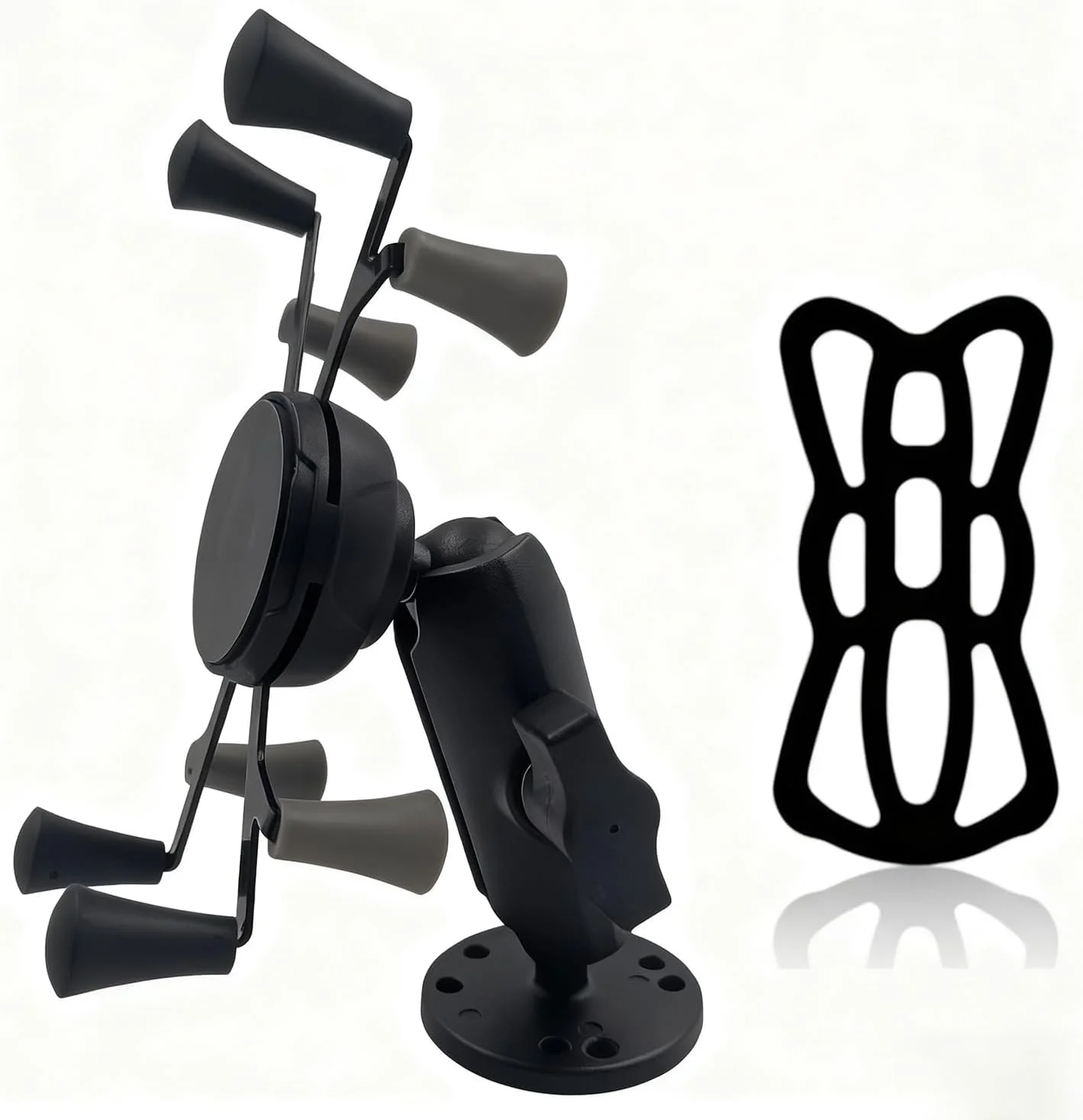 پایه تبلت Strg با پایه گرد برای نصب با دریل، مناسب برای تمام تبلت‌های 6 اینچی آیپد/سامسونگ، نگهدارنده تبلت فنری عالی برای خودروها، وسایل نقلیه تجاری، کامیون‌ها و نصب روی دیوار و غیره