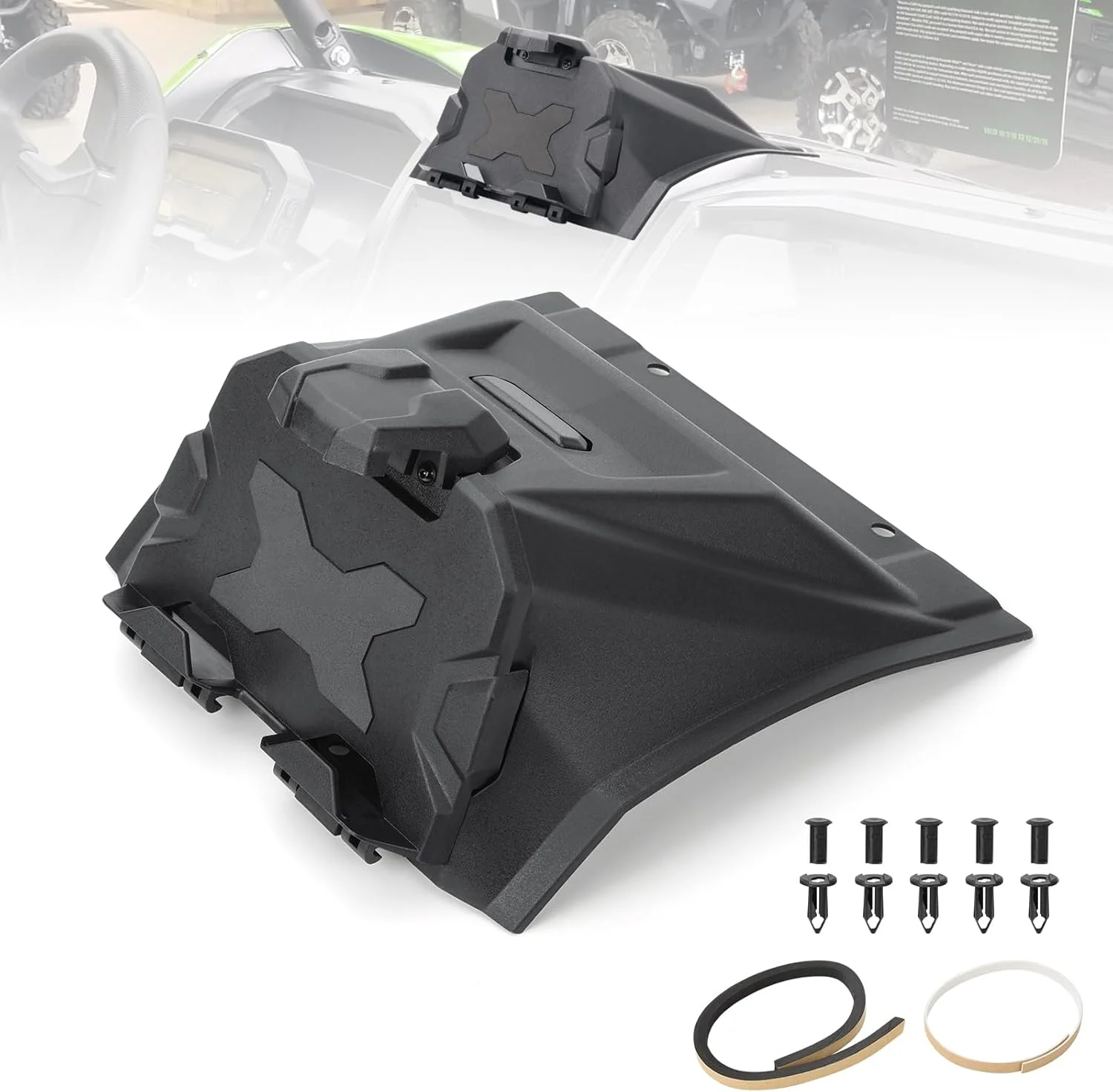 نگهدارنده تبلت دستگاه الکترونیکی با جعبه ذخیره سازی سازگار با Kawasaki Teryx KRX 1000 2020-2025، پایه GPS تلفن همراه UTV سینی سازمان دهنده لوازم جانبی Teryx KRX 1000