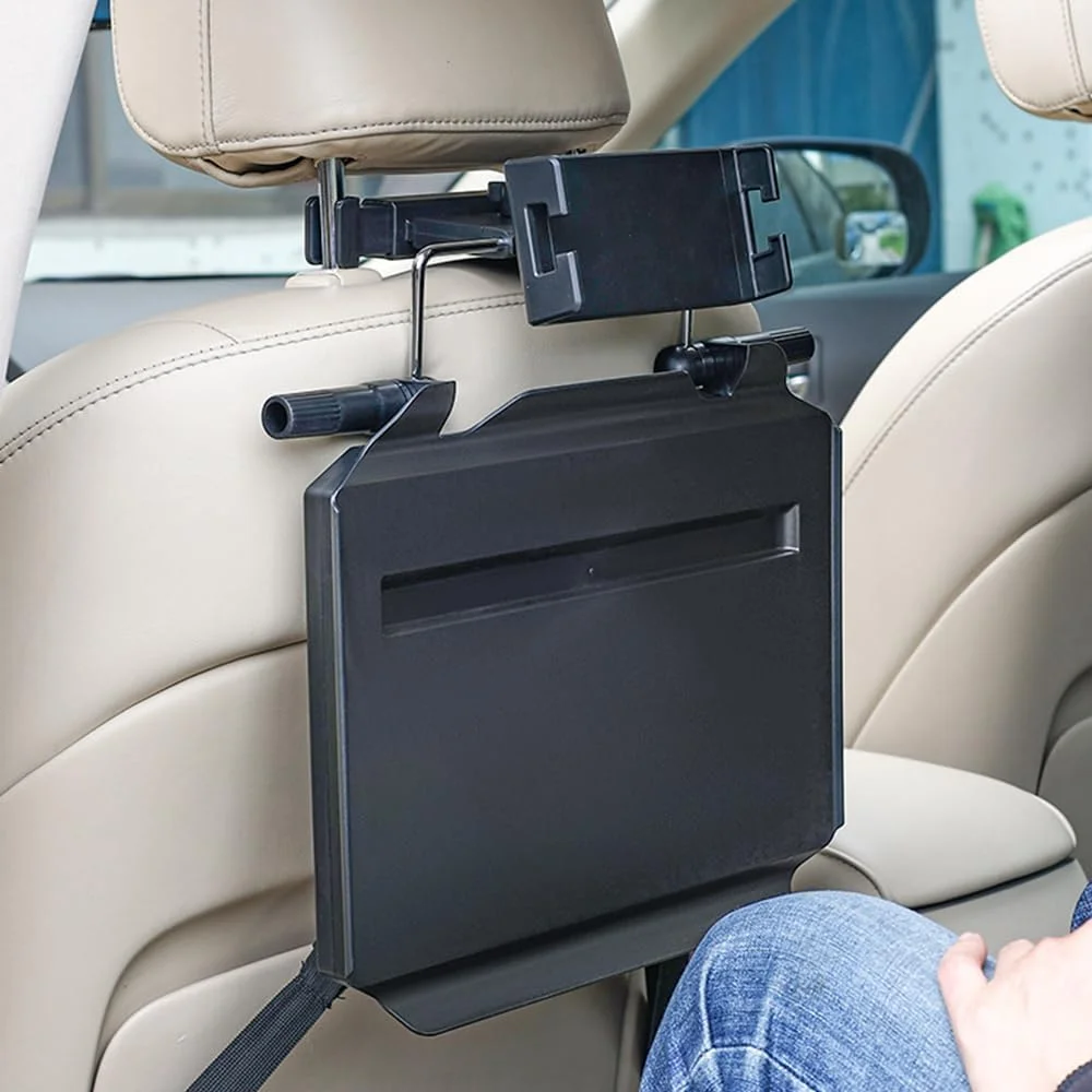 میز فرمان خودرو، پایه لپ تاپ برای خودروهای شاسی بلند، کامیون ها و ون ها، سینی بزرگ 2 در 1 فرمان خودرو/میز پشتی صندلی با نگهدارنده تلفن برای غذا خوردن و نوشتن، هدیه برای رانندگان کامیون