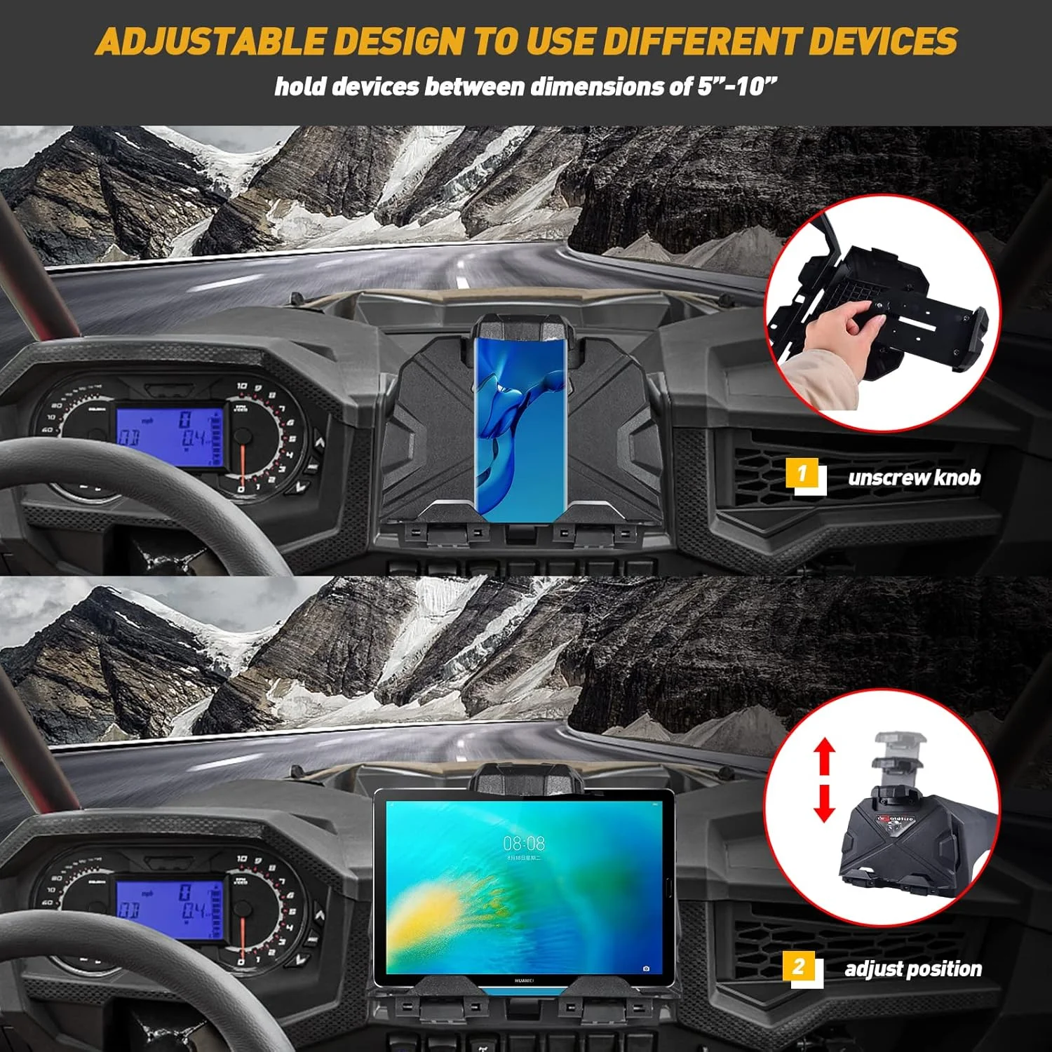 پایه نگهدارنده لوازم الکتریکی RZR 1000 XP، هولدر تبلت و تلفن GPS UTV با جعبه ذخیره سازی برای Polaris RZR XP 1000 XP Turbo مدل 2019-2022