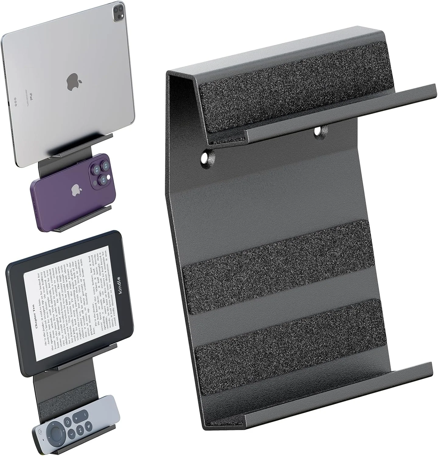 نگهدارنده دیواری sciuU با 2 شیار عمودی برای تلفن همراه، تبلت، کتابخوان الکترونیکی، کنترل از راه دور، نگهدارنده فلزی جهانی برای 2 دستگاه با ضخامت کمتر از 18 میلی متر، نگهدارنده برای خانه، دفتر، اتاق خواب