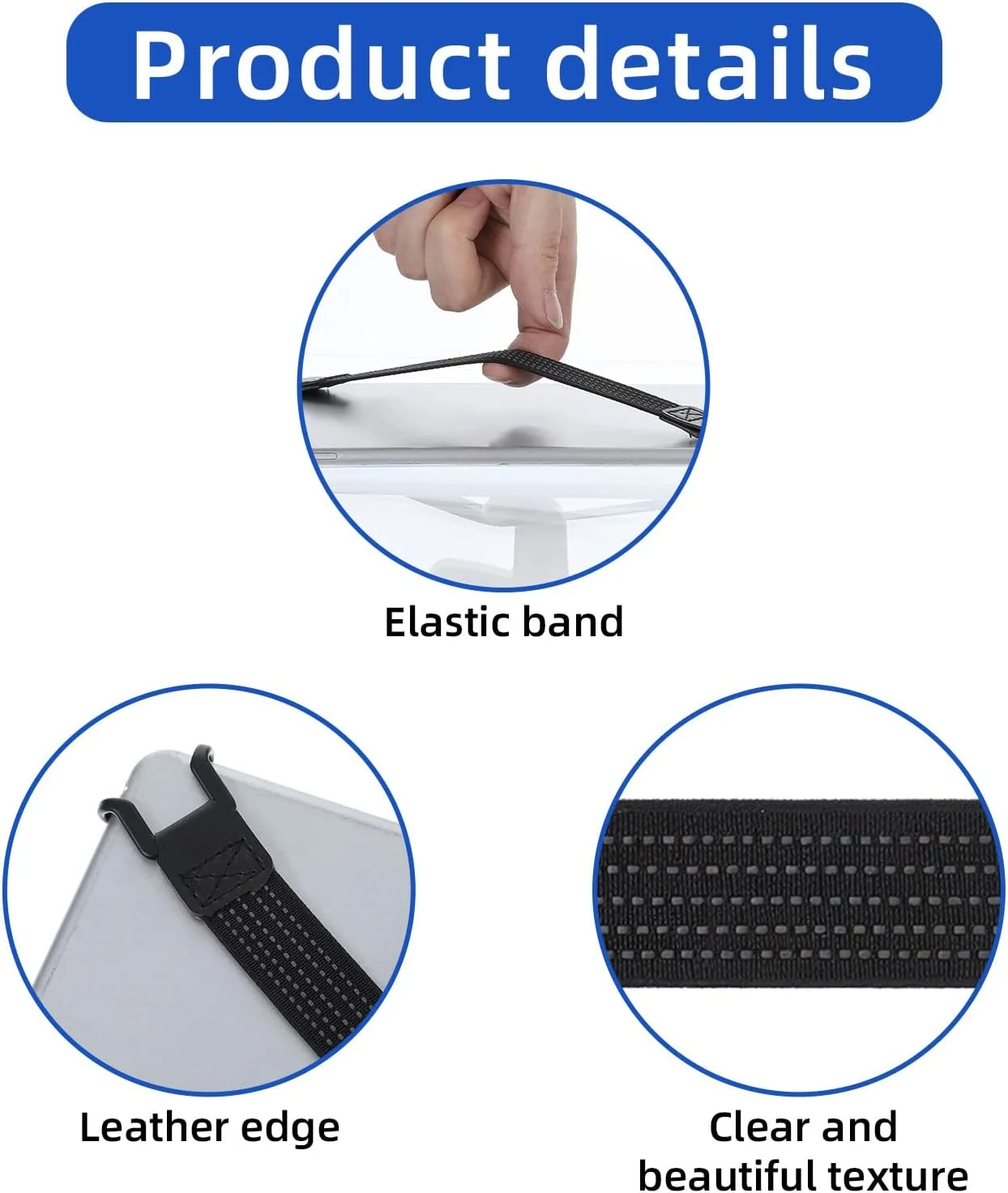 نگهدارنده بند دستی تبلت امنیتی 2 عددی برای تبلت های 7.8 تا 13 اینچی، دسته با نوارهای الاستیک بالا، عملکرد با یک دست، بند ضد افتادن، کمربند الاستیک جهانی برای کتابخوان ها