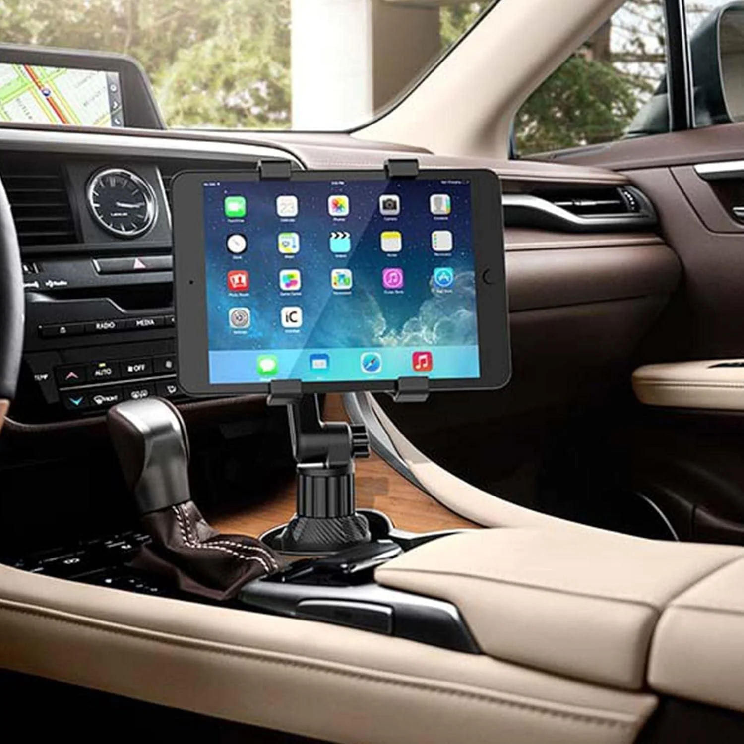 نگهدارنده تبلت خودرو، پایه نگهدارنده تبلت صندلی خودرو با قابلیت چرخش | پایه قابل تنظیم زاویه سازگار با اکثر تبلت ها، لوازم ضروری ضد لغزش برای سفر