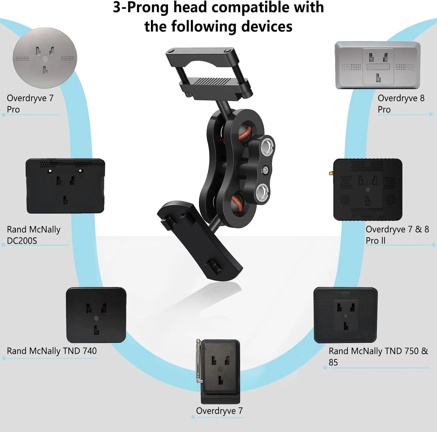 کیت نصب آینه عقب آلومینیومی برای دستگاه های GPS کامیون، سازگار با Rand McNally TND 740/750/85/1050 و تبلت 7 اینچی/8 اینچی DC 200 S/210 E-Log Device SCMO، نصب آسان