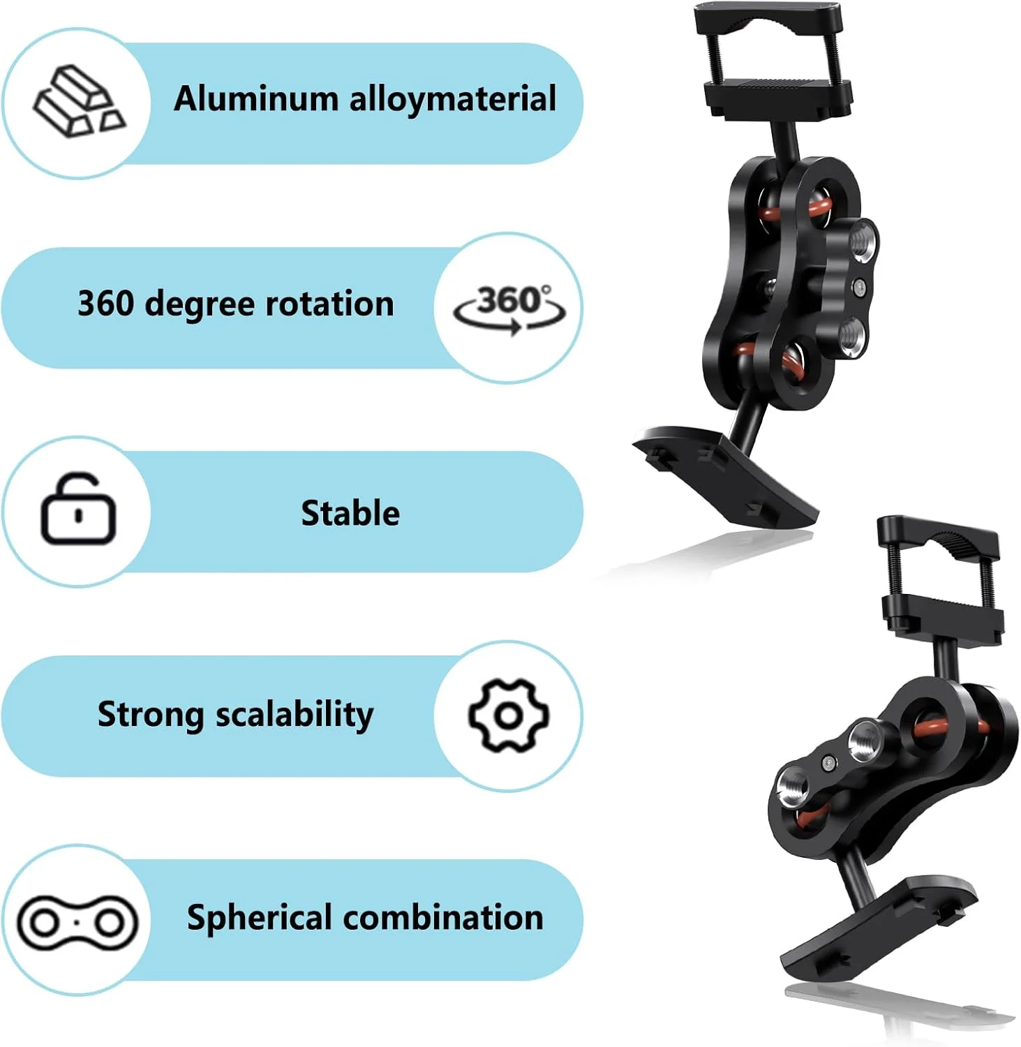 کیت نصب آینه عقب آلومینیومی برای دستگاه های GPS کامیون، سازگار با Rand McNally TND 740/750/85/1050 و تبلت 7 اینچی/8 اینچی DC 200 S/210 E-Log Device SCMO، نصب آسان