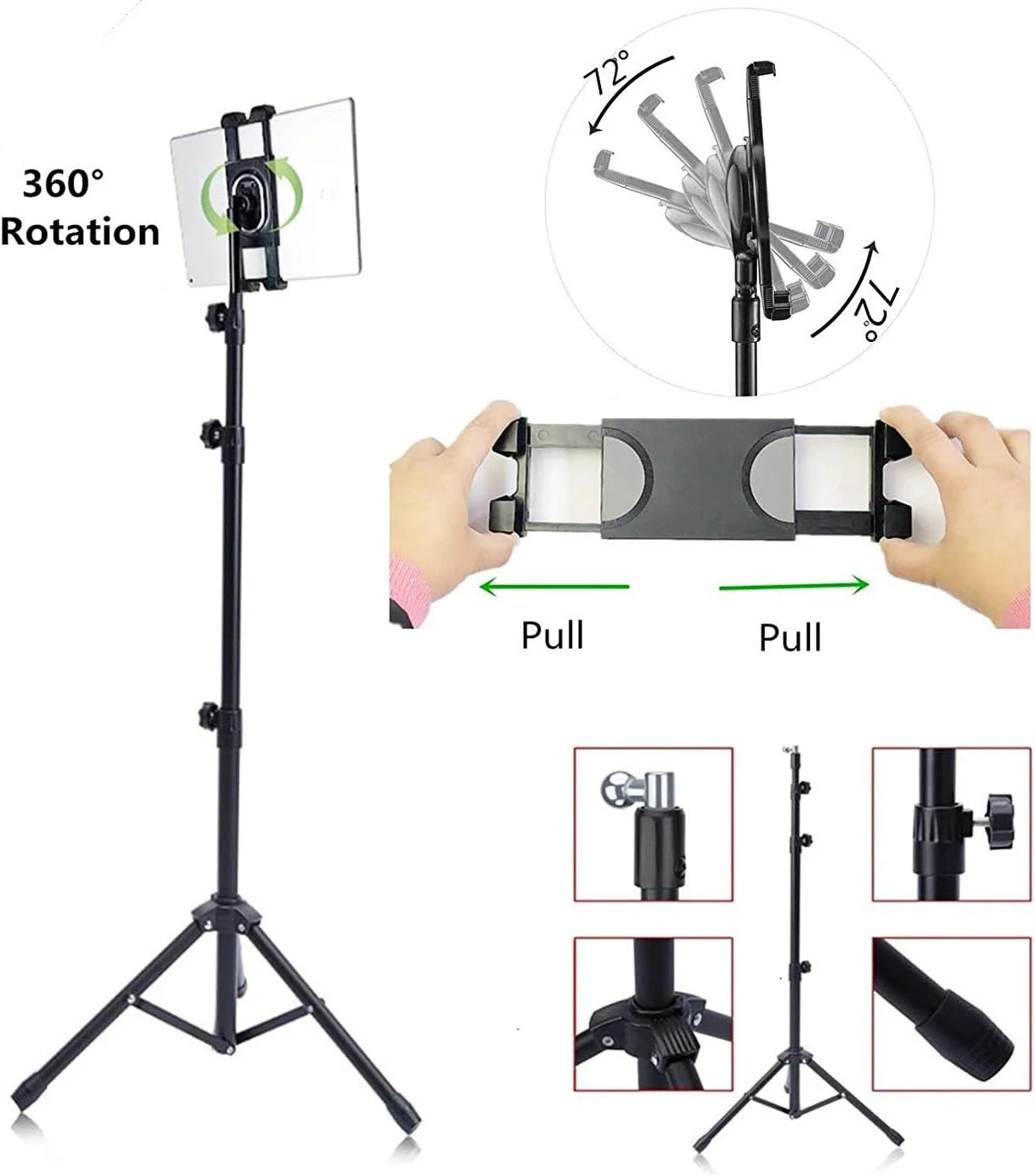 پایه نگهدارنده تبلت پرومِیج به همراه سه پایه قابل تنظیم | دارای پایه نگهدارنده با قابلیت چرخش 360 درجه برای Apple iPad Pro 12.9", Pro 11", Pro 10.5", Pro 9.7", iPad Mini (مناسب برای تبلت های 7 تا 13 اینچی) پایه نگهدارنده تبلت پرومِیج به همراه سه پایه قابل تنظیم | دارای پایه نگهدارنده با قابلیت چرخش 360 درجه برای Apple iPad Pro 12.9", Pro 11", Pro 10.5", Pro 9.7", iPad Mini (مناسب برای تبلت های 7 تا 13 اینچی)