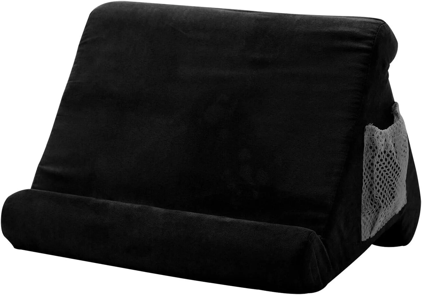 بالشتک نگهدارنده تبلت با زوایای قابل تنظیم، مناسب برای کتاب های دیجیتال و مجلات، دارای جیب کناری برای تبلت و تلفن - مشکی