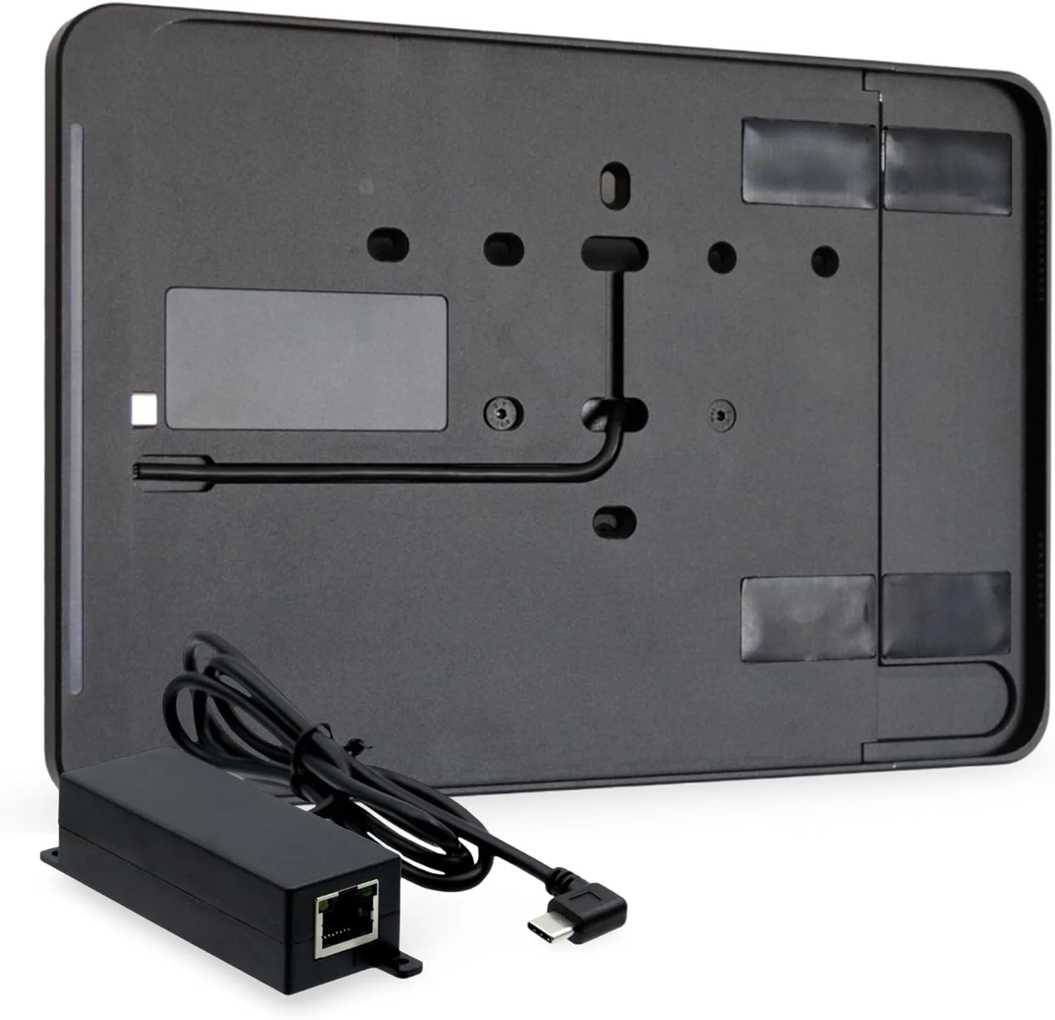 پایه دیواری آیپد نسل دهم PoE Texas با نشانگر LED وضعیت، بدنه آلومینیومی مشکی، پایه تبلت نمایشگر اتاق با برنامه Dash - همراه با آداپتور PoE مدل AF-USBC-PD و پایه دیواری