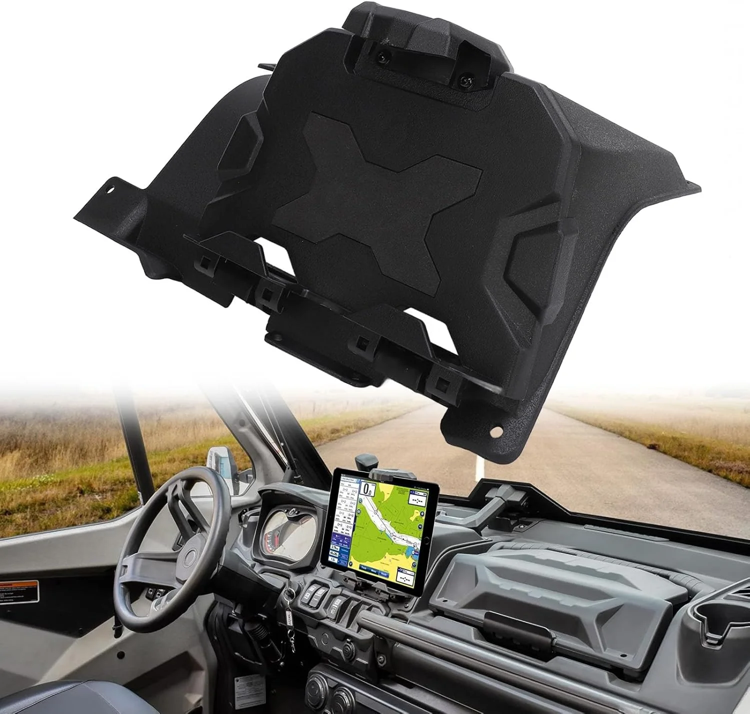 پایه تبلت GPS، فضای ذخیره سازی اضافی با تناسب دقیق 5.1 اینچ تا 10 اینچ، نگهدارنده دستگاه الکترونیکی UTV مناسب برای Defender HD5 HD8 HD9 HD10