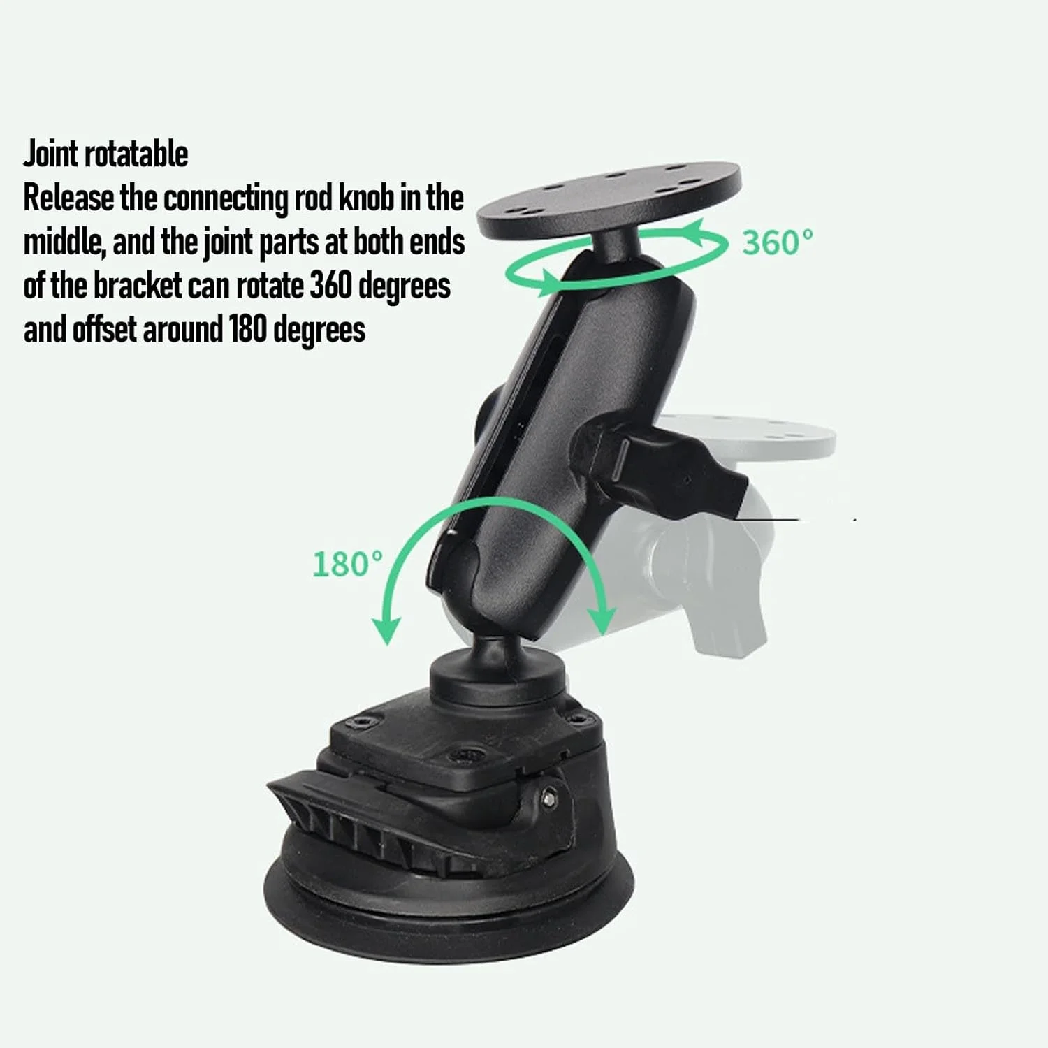 پایه نگهدارنده مکنده دو توپی، نگهدارنده لاستیکی ممتاز، پایه نگهدارنده تبلت خودرو با قابلیت تنظیم 360 درجه، برای استفاده روی شیشه جلوی خودرو
