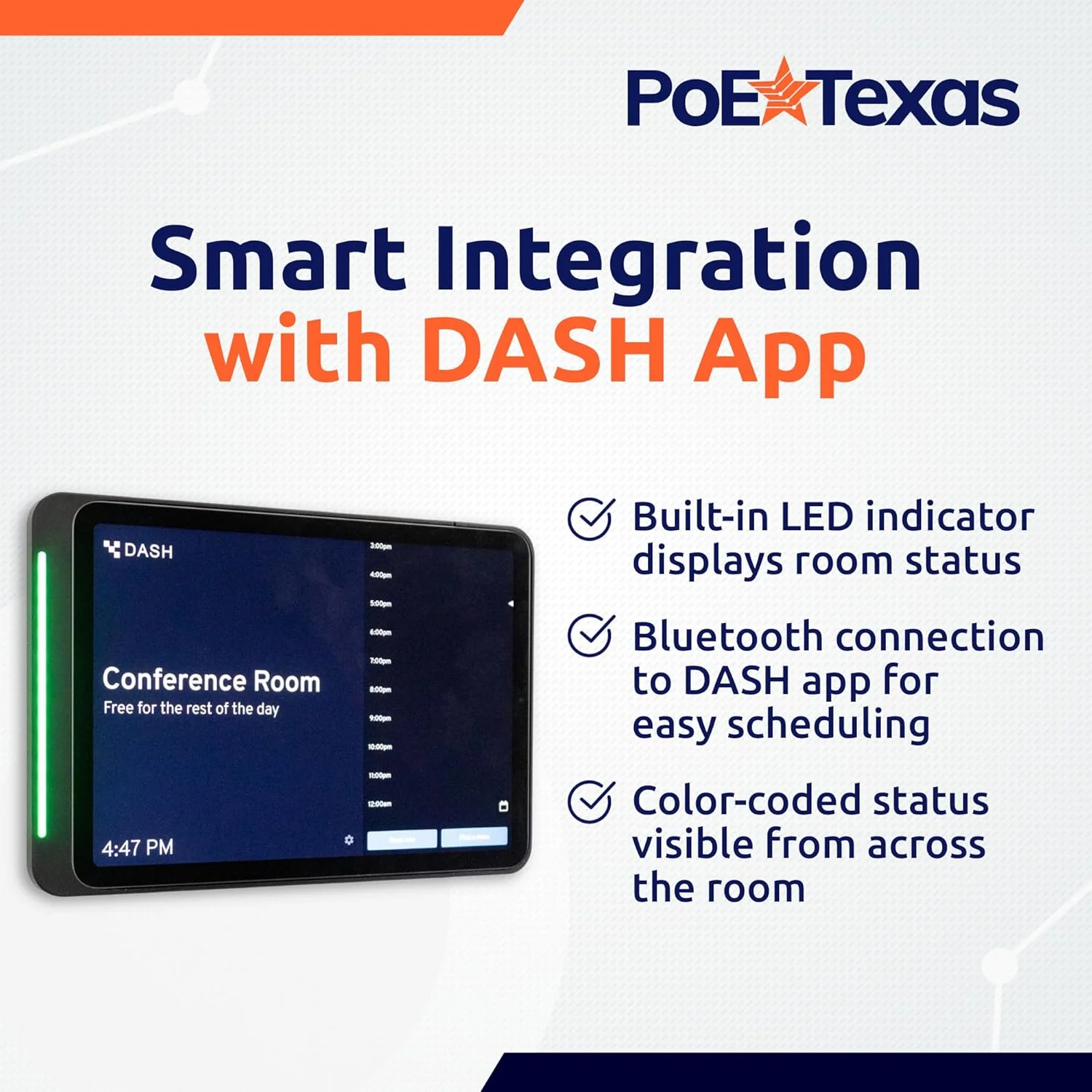 پایه دیواری آیپد نسل دهم PoE Texas با نشانگر وضعیت LED، آلومینیوم مشکی، مناسب اتاق کنفرانس اداری، پایه تبلت، برنامه Dash - همراه با آداپتور PoE مدل AF-USBC-JB