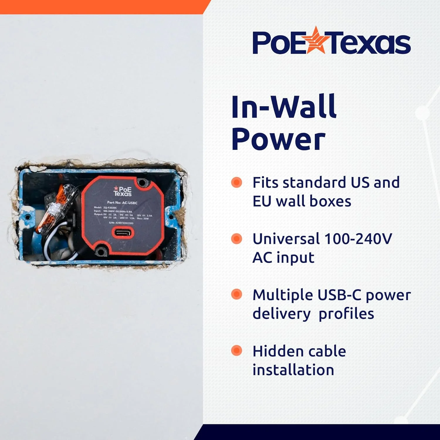 پایه دیواری آیپد نسل دهم PoE Texas با نشانگر وضعیت LED، آلومینیوم مشکی، داک تبلت نمایشگر اتاق کنفرانس با برنامه Dash - همراه با آداپتور AC-USBC و پایه دیواری