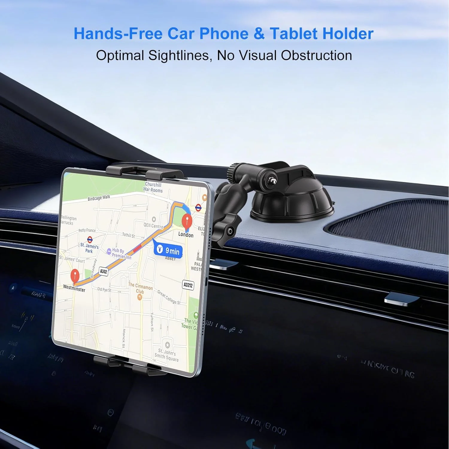 پایه تبلت PLDHPRO برای داشبورد و شیشه جلوی خودرو، پایه نگهدارنده مکنده جهانی آیپد برای تلفن ها و تبلت های 5.1 تا 15.6 اینچی سازگار با آیفون، آیپد، گلکسی تب، تبلت های اندروید