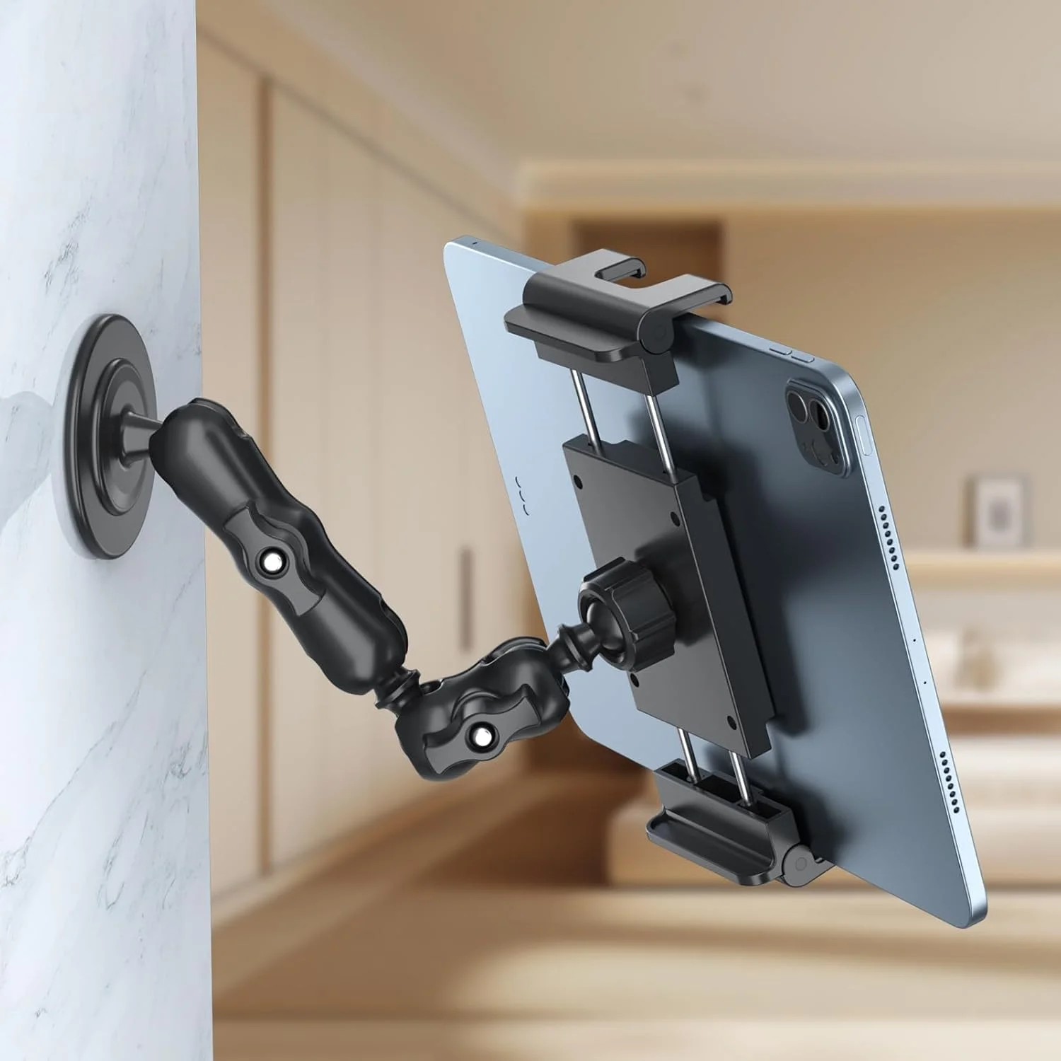 پایه دیواری تبلت PLDHPRO، نگهدارنده تبلت دیواری جهانی با پایه فوق العاده چسبنده برای آینه، کاشی های براق، شیشه سازگار با تلفن ها و تبلت های 5.1-15.6 اینچی