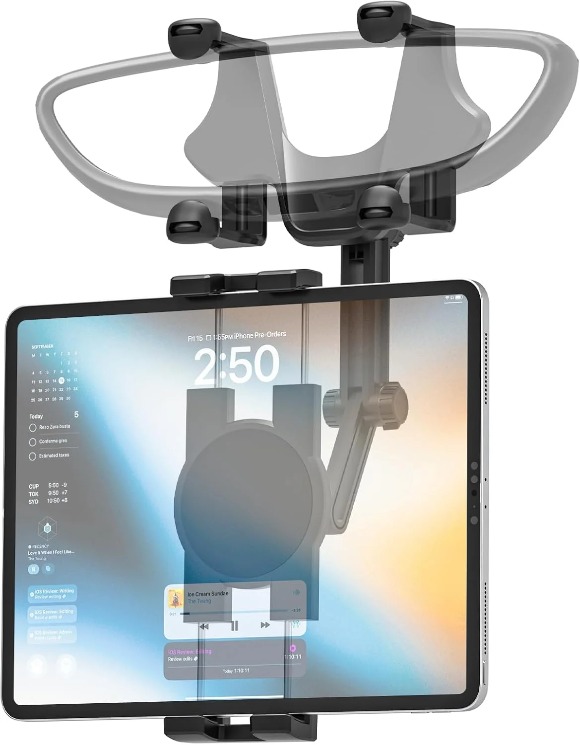 نگهدارنده تبلت آینه عقب خودرو، انعطاف پذیر و جمع شونده نگهدارنده تبلت آینه عقب خودرو، انعطاف پذیر و جمع شونده