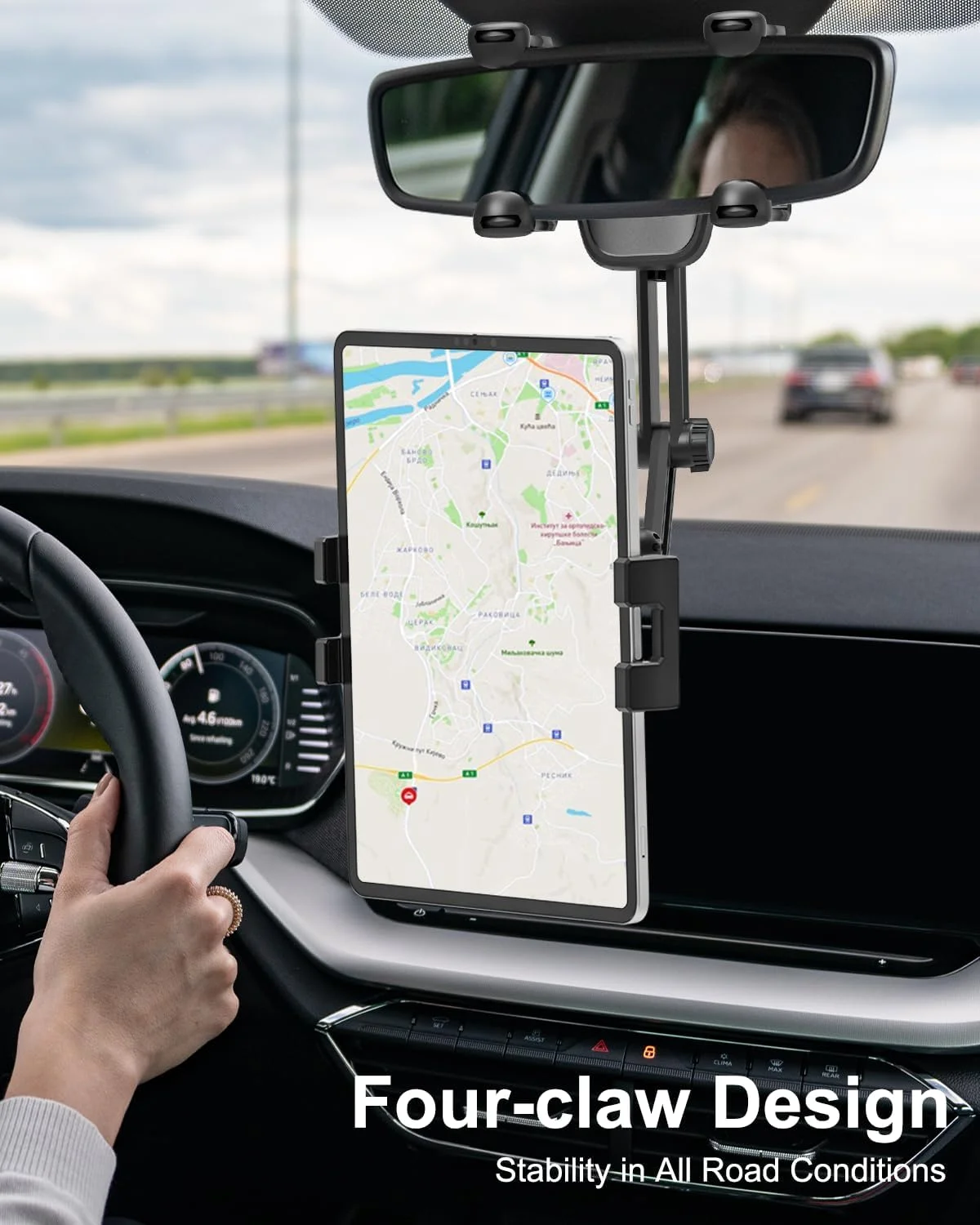 نگهدارنده تبلت آینه عقب خودرو، انعطاف پذیر و جمع شونده نگهدارنده تبلت آینه عقب خودرو، انعطاف پذیر و جمع شونده