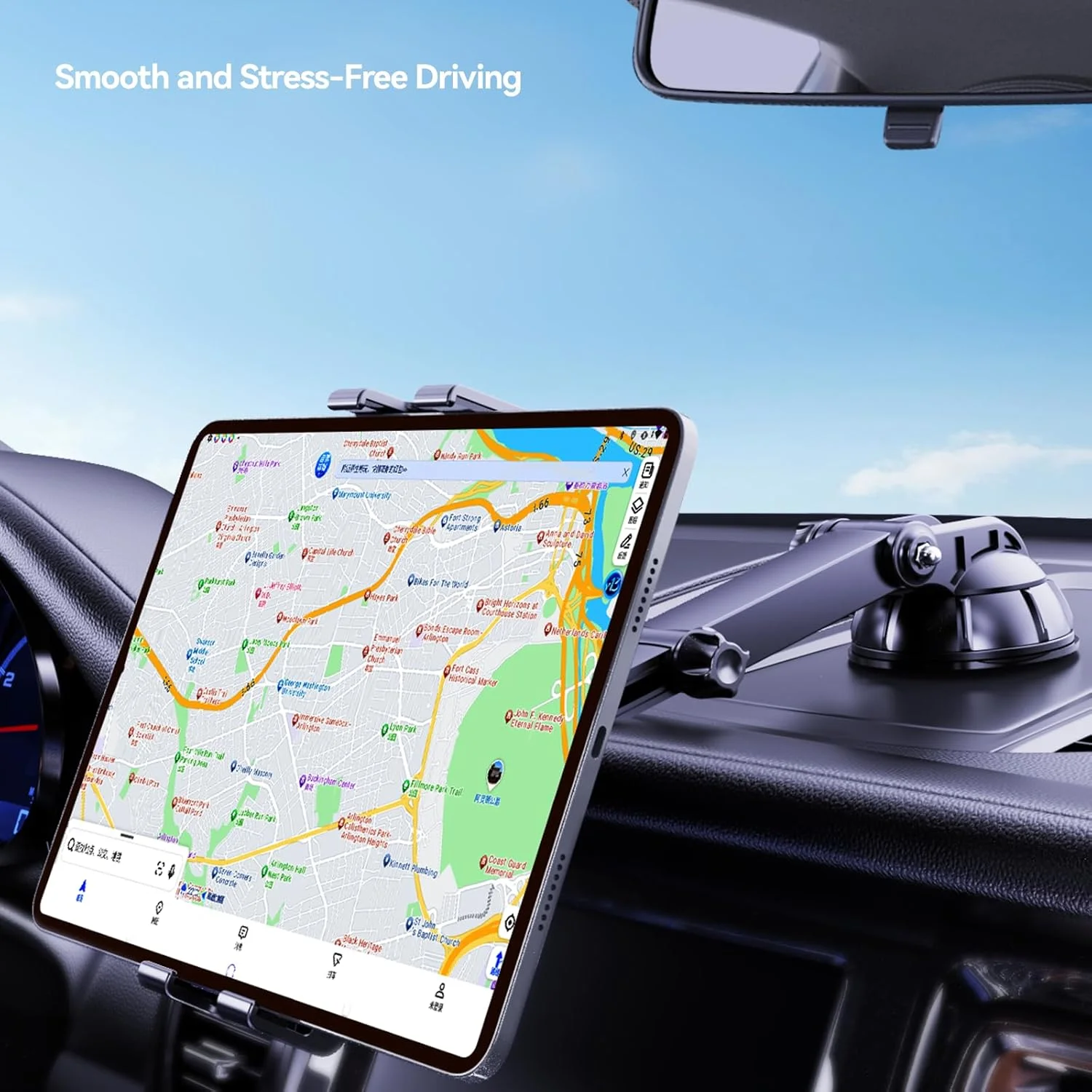 پایه تبلت PLDHPRO برای داشبورد و شیشه جلوی خودرو، پایه نگهدارنده سنگین با بازوی تلسکوپی برای کامیون و دستگاه های 5.1-15.6 اینچی iPad Galaxy Tab، لوازم ضروری سفر