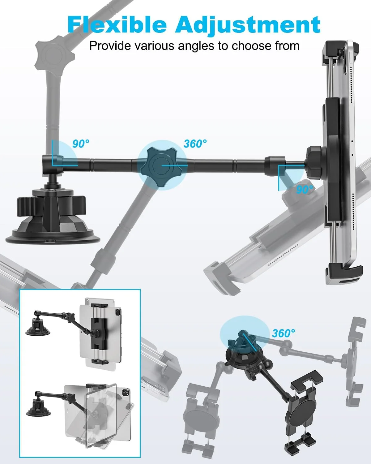 پایه نگهدارنده تبلت خودرو با مکنده شیشه ای قوی