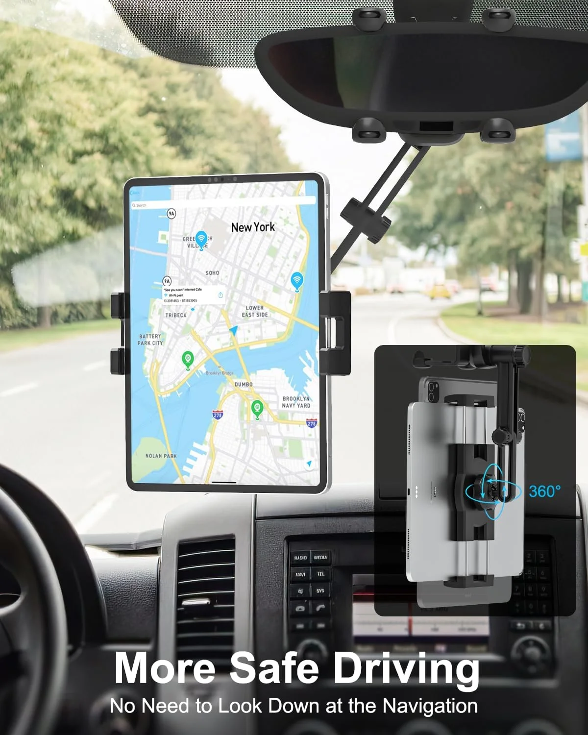 نگهدارنده تبلت آینه عقب خودرو، انعطاف پذیر و جمع شونده نگهدارنده تبلت آینه عقب خودرو، انعطاف پذیر و جمع شونده