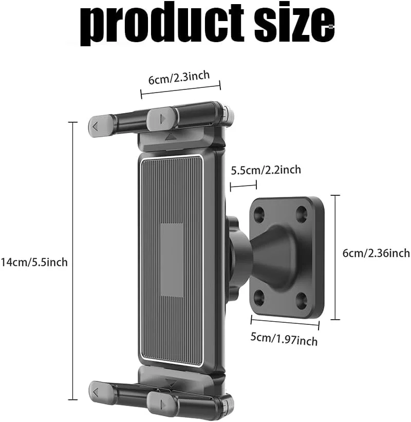 پایه دیواری تبلت آلومینیومی یونیورسال، نگهدارنده تبلت، پایه دیواری قابل تنظیم با چرخش 360 درجه سازگار با تمام گوشی ها و تبلت های 4.7-12.9 اینچی