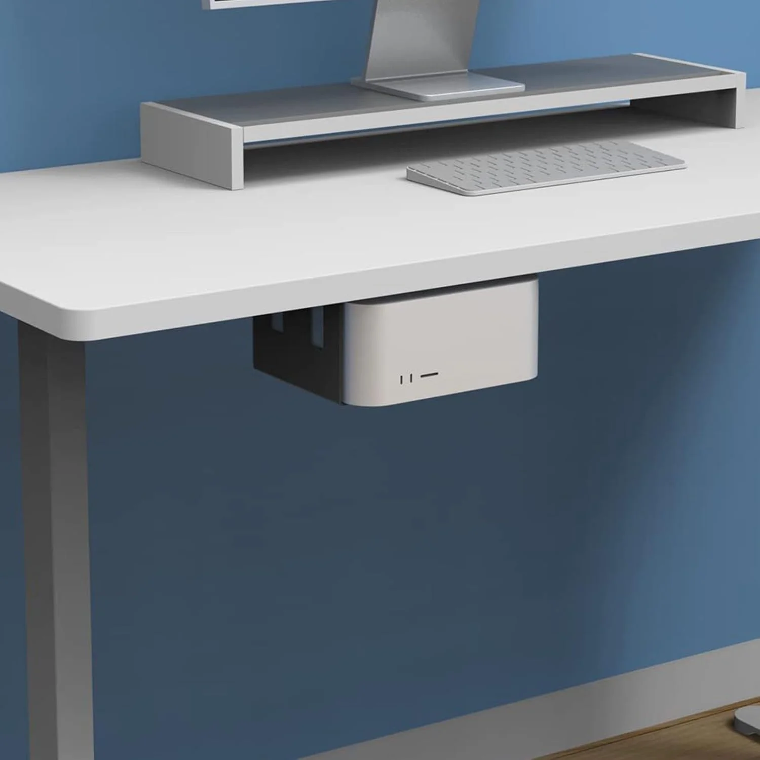 نگهدارنده زیر میزی برای سازماندهی لپ‌تاپ، با قابلیت بهبود گردش هوا، ساختار بادوام و نصب آسان، قابل نصب روی دیوار